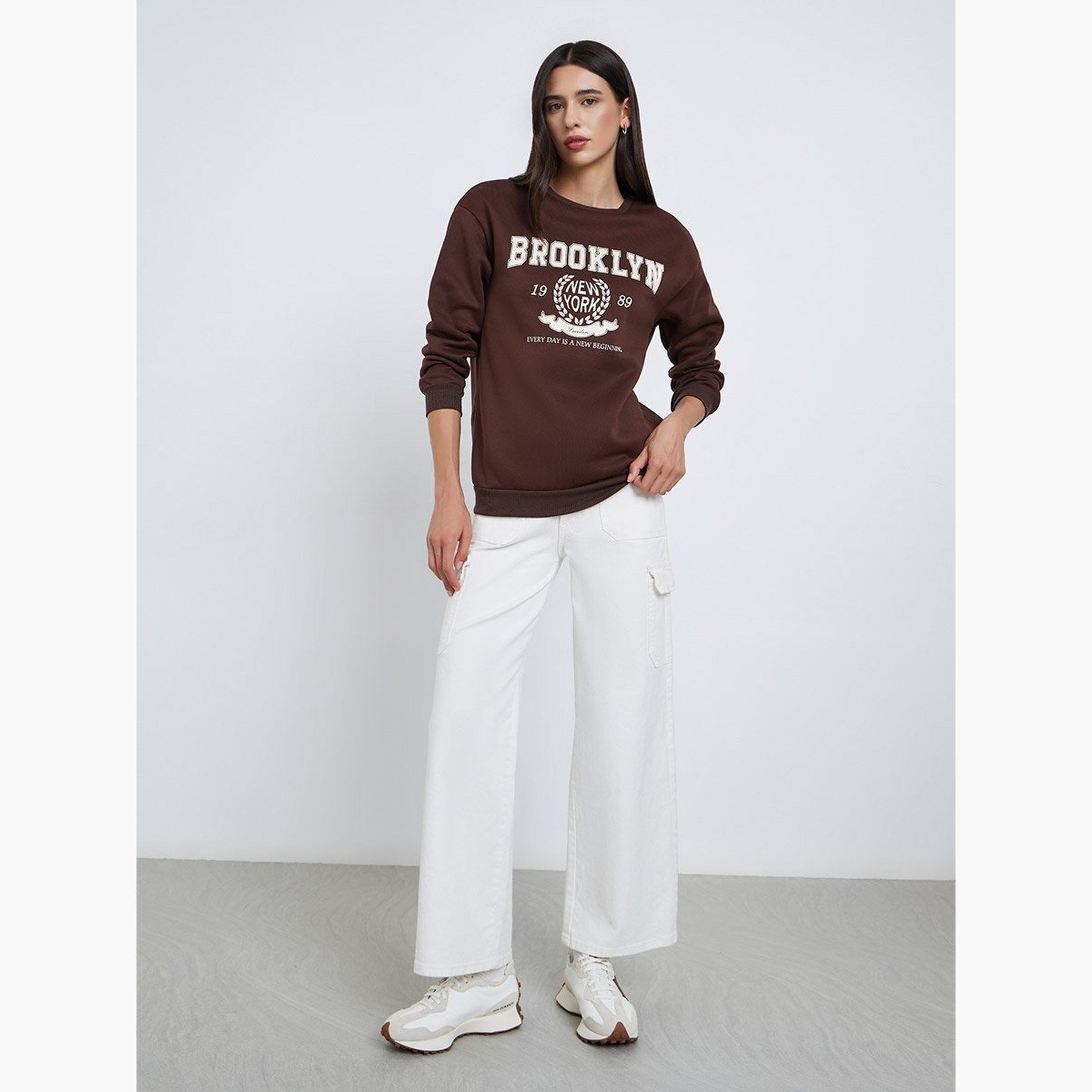 Take Two Brooklyn Print Round Neck Long Sleeves Women's Sweatshirt-women-clothing-hoodiesandsweatshirts-sweatshirts-image-2