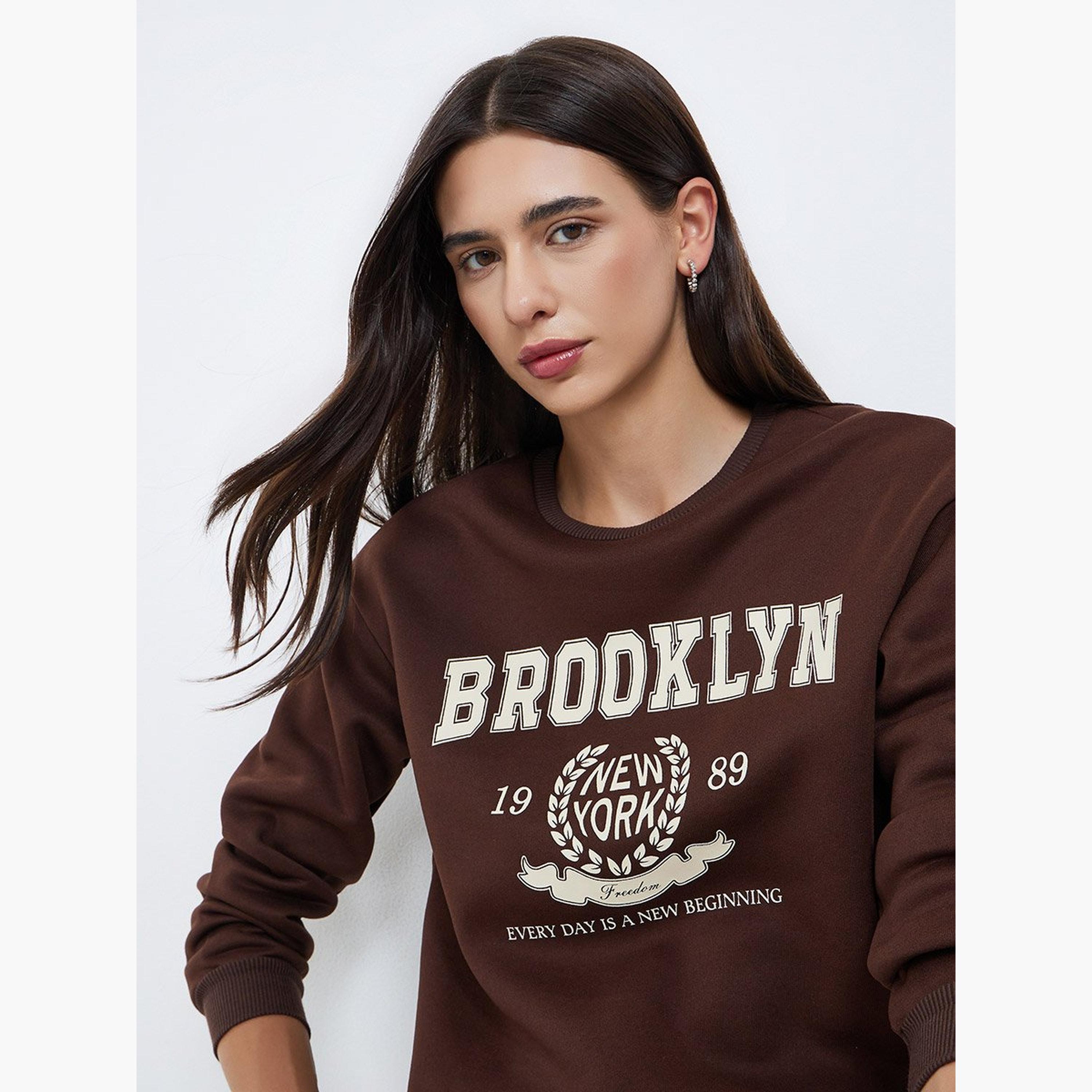 Take Two Brooklyn Print Round Neck Long Sleeves Women's Sweatshirt-women-clothing-hoodiesandsweatshirts-sweatshirts-image-3