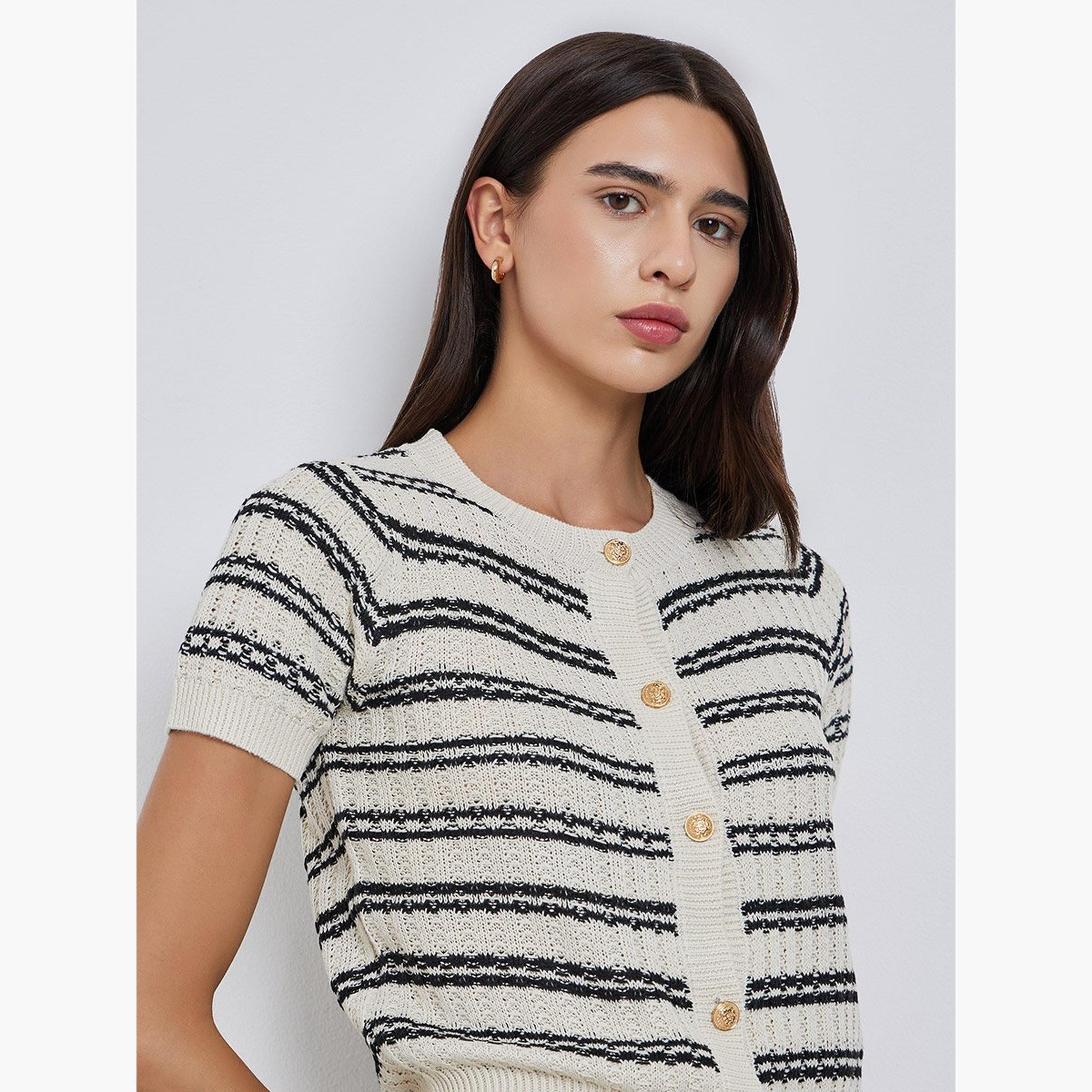 تيك تو - سترة مخططة محبوكة بأزرار-women-winterwear-cardigansandjumpers-jumpers-image-4
