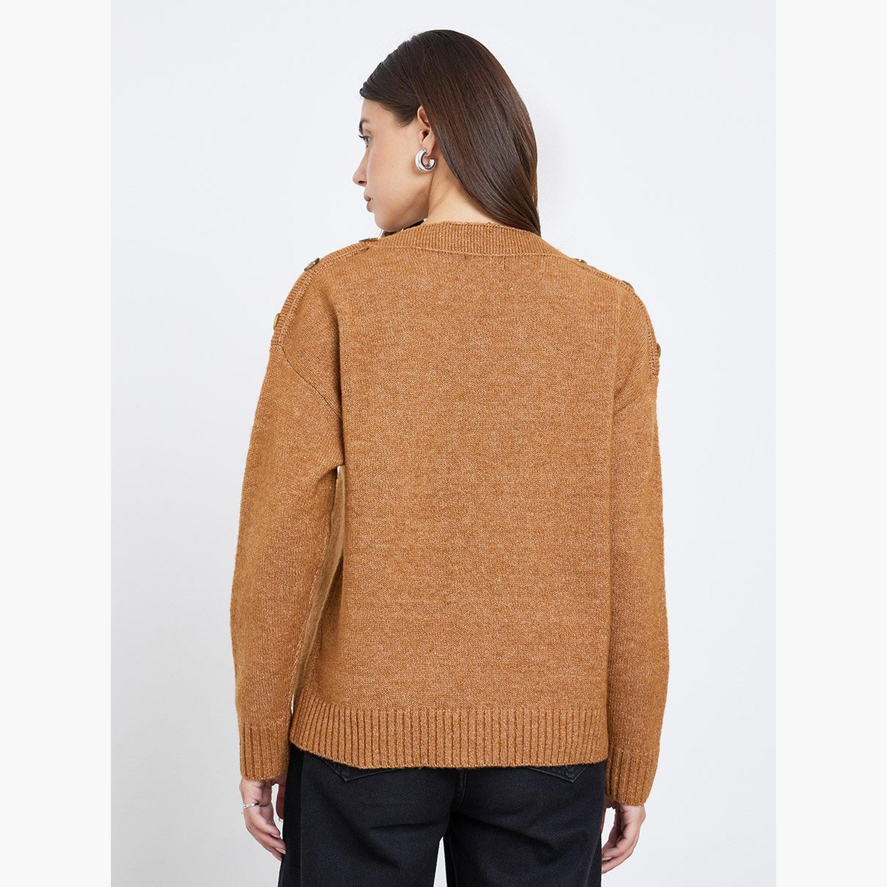 Take Two Women Brown Button-Detail Sweater-women-winterwear-cardigansandjumpers-jumpers-image-3