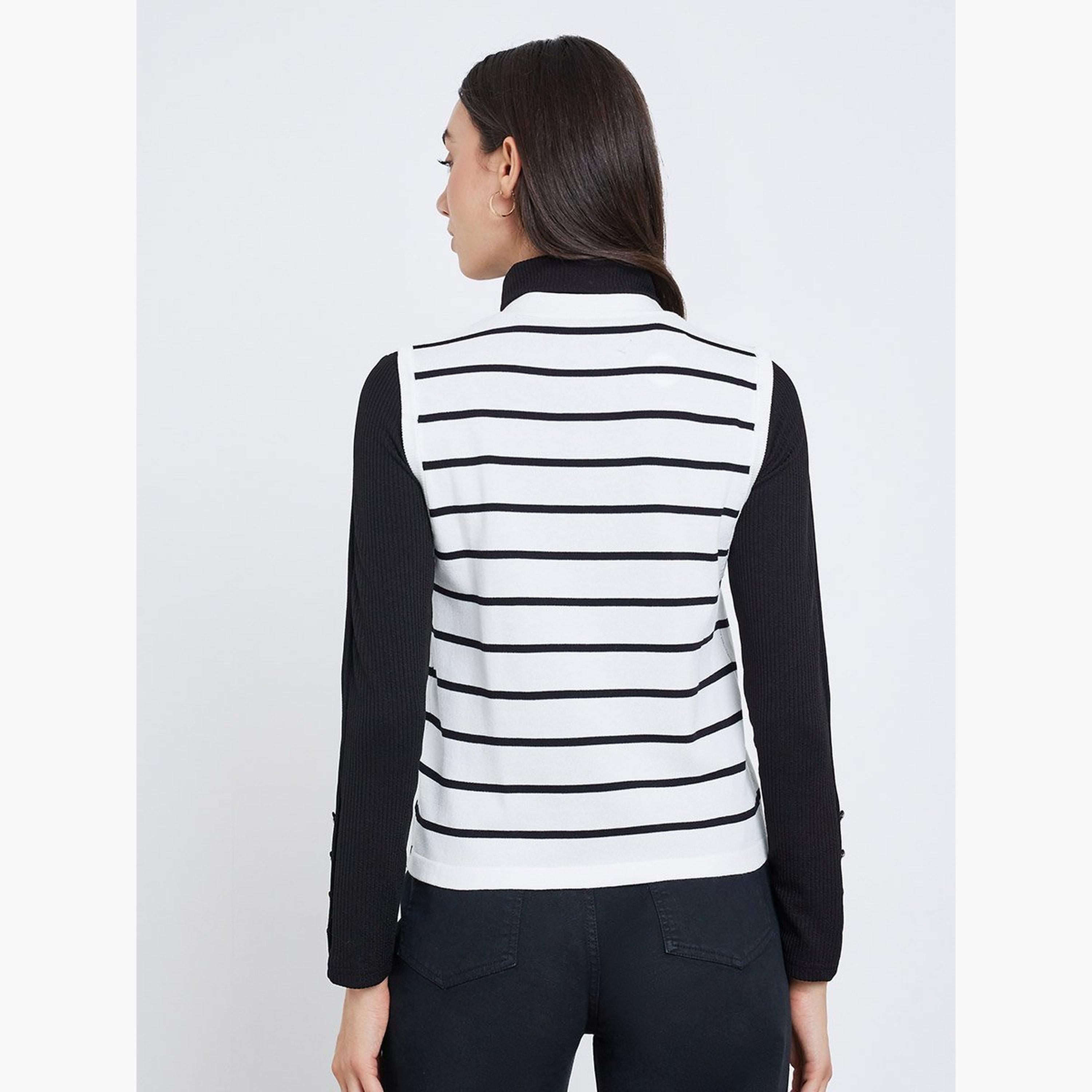 Take Two White Striped Knit Sweater Vest-women-winterwear-cardigansandjumpers-jumpers-image-4