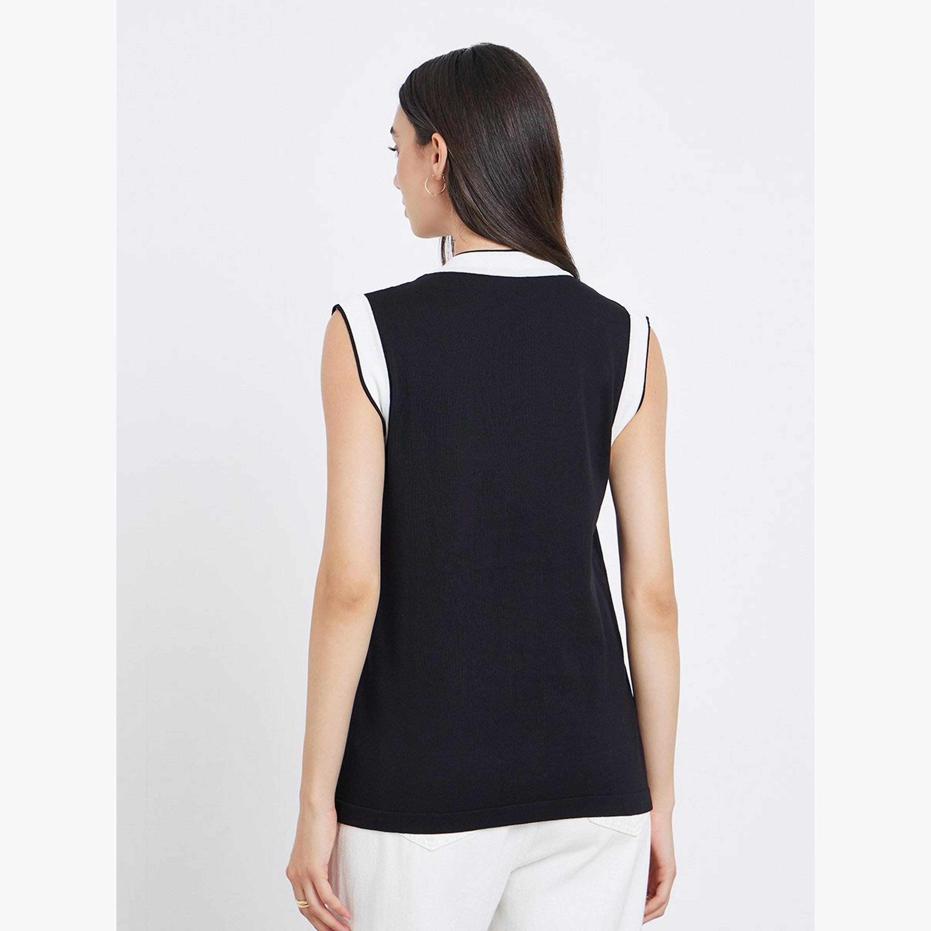 Take Two Black Sleeveless Knit Top with Contrast Trim-women-clothing-cardigansandjumpers-cardigans-image-5