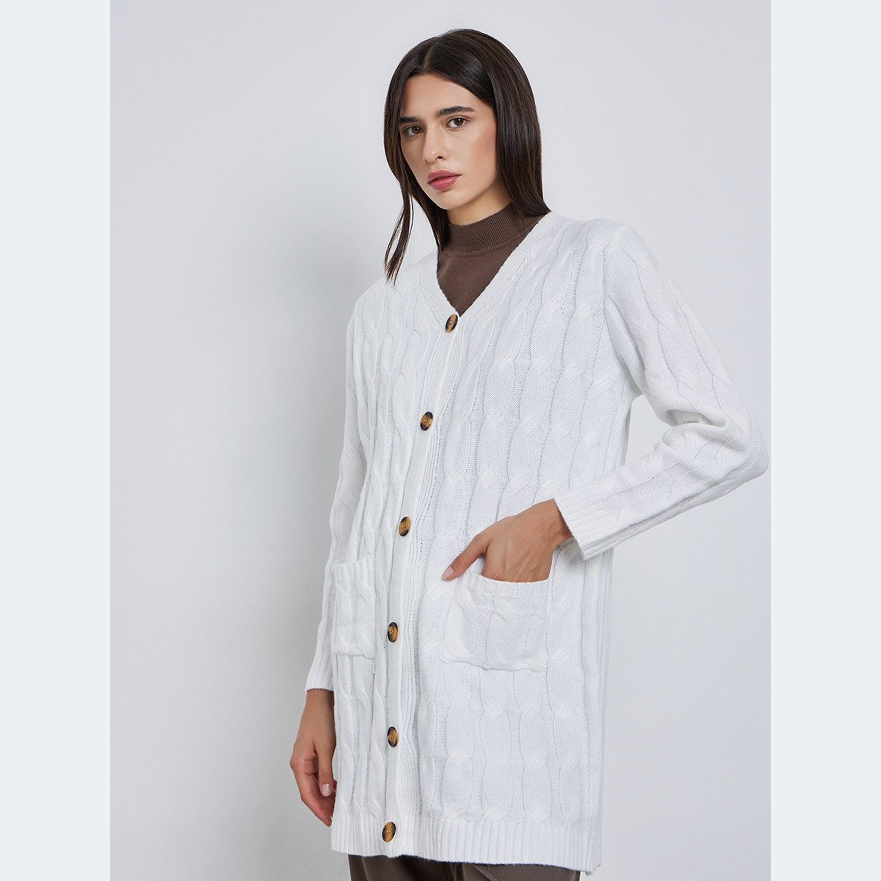 Take Two Beige Textured Midi Cardigan Sweater-women-clothing-coatsandjackets-coats-image-3
