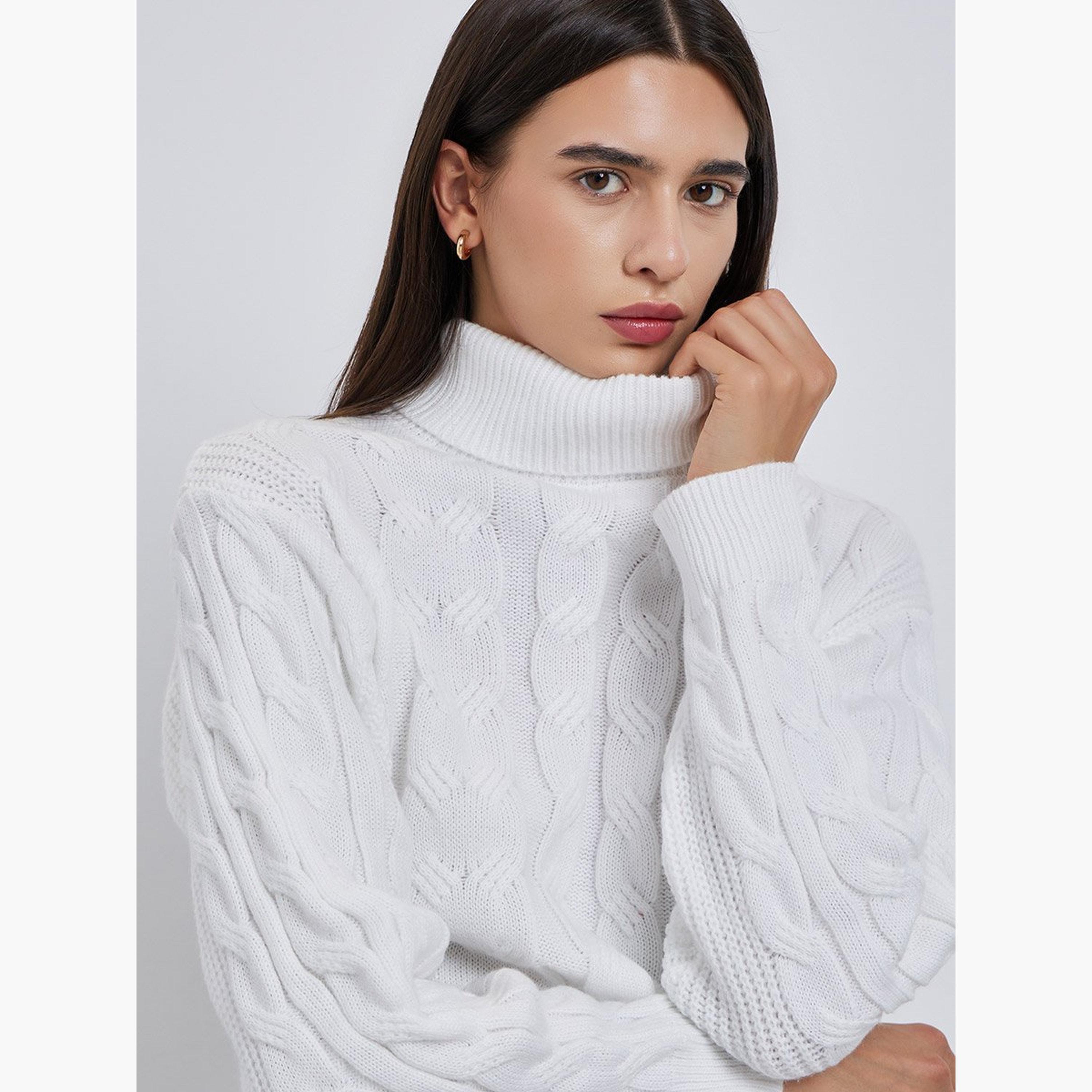 تيك تو - سترة بيضاء محبوكة ياقة مدورة-women-winterwear-cardigansandjumpers-jumpers-image-3