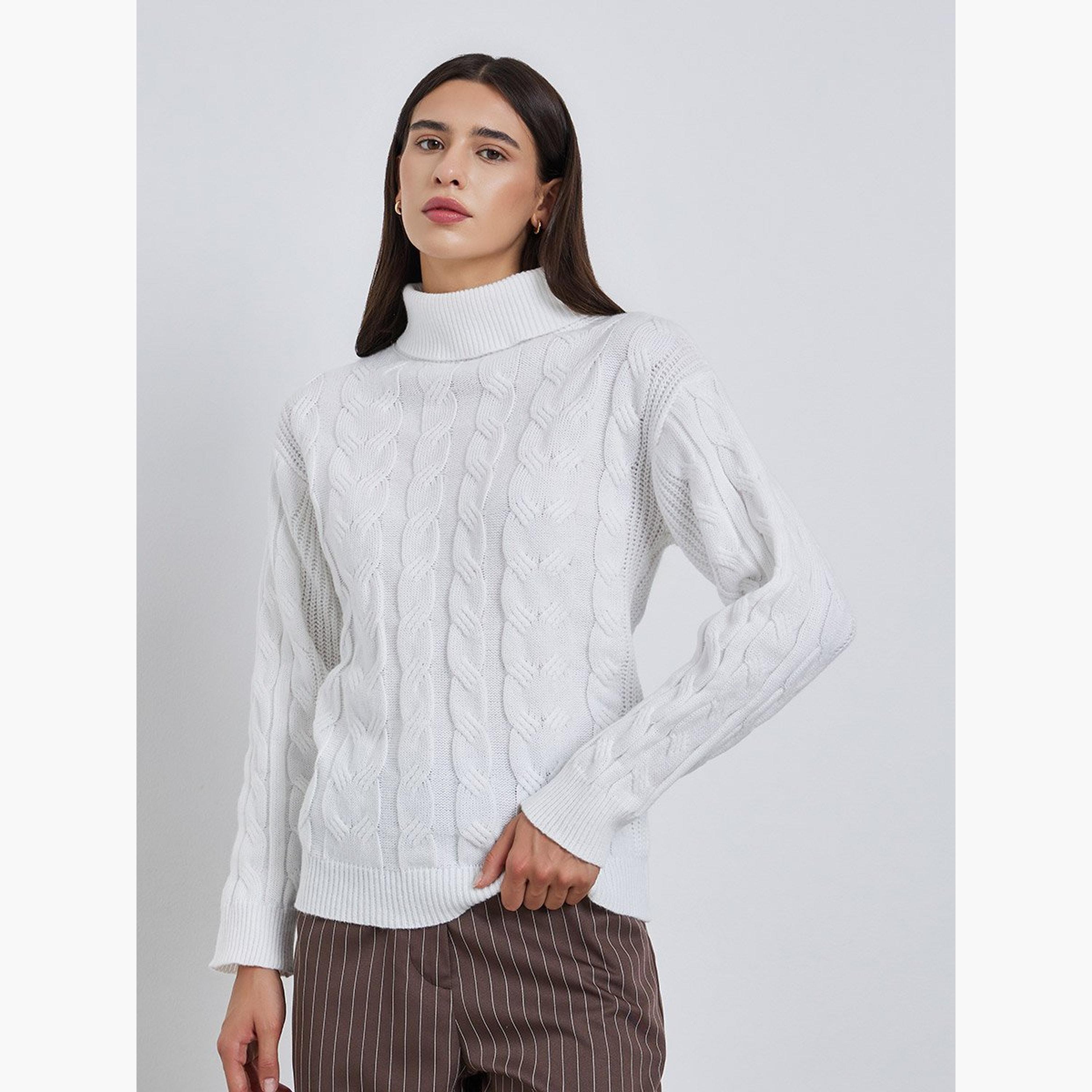 تيك تو - سترة بيضاء محبوكة ياقة مدورة-women-winterwear-cardigansandjumpers-jumpers-image-4