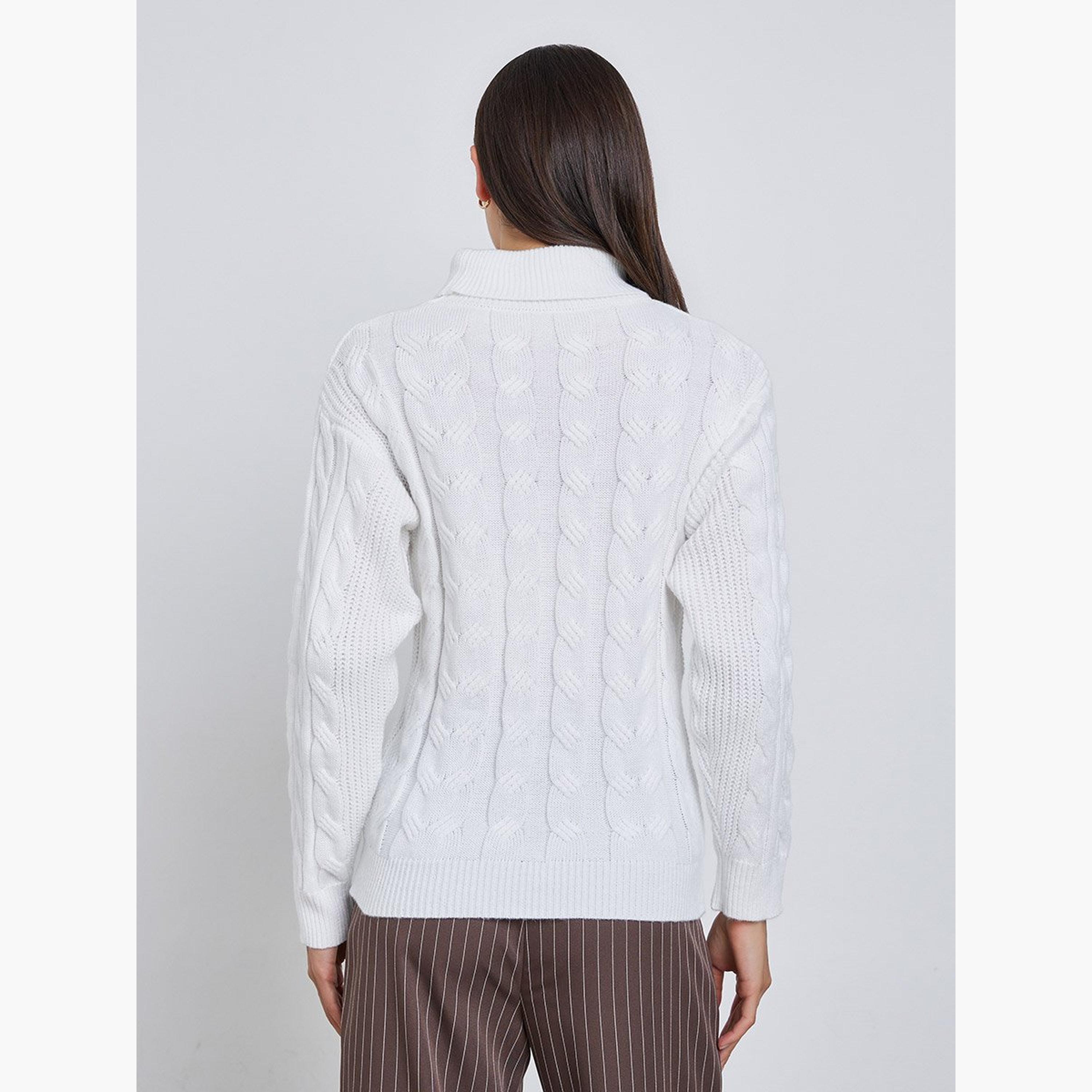 تيك تو - سترة بيضاء محبوكة ياقة مدورة-women-winterwear-cardigansandjumpers-jumpers-image-5