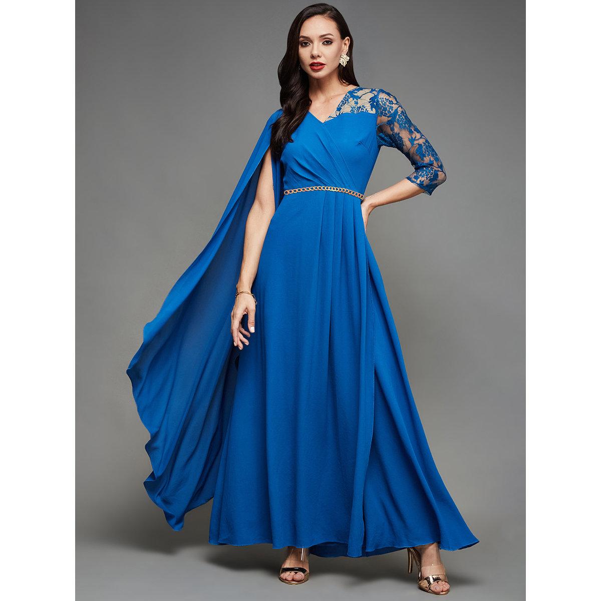 Miss Chase Blue Cape Sleeve Lace Insert Maxi Dress-women-clothing-dresses-image-1