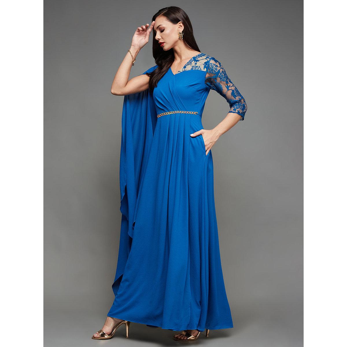 Miss Chase Blue Cape Sleeve Lace Insert Maxi Dress-women-clothing-dresses-image-3
