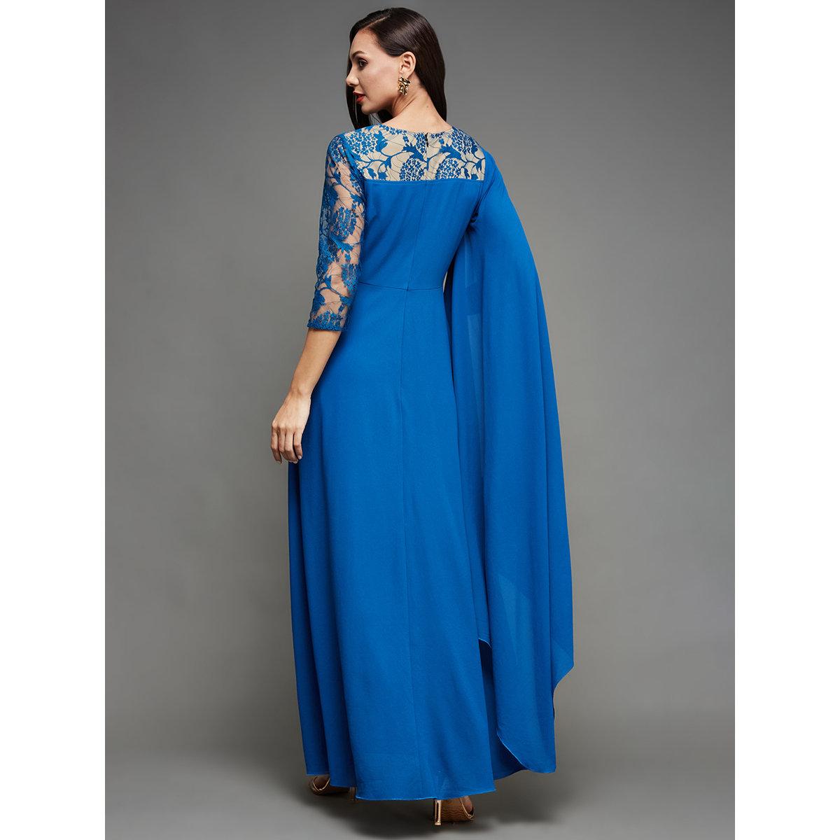 فستان طويل بأكمام كيب وتفاصيل دانتيل-women-clothing-dresses-image-4
