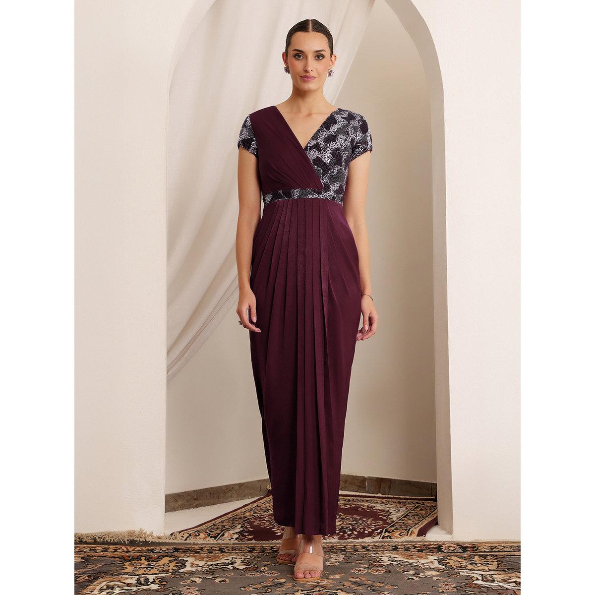 Miss Chase Burgundy Embellished Lace Maxi Dress-women-clothing-dresses-image-2