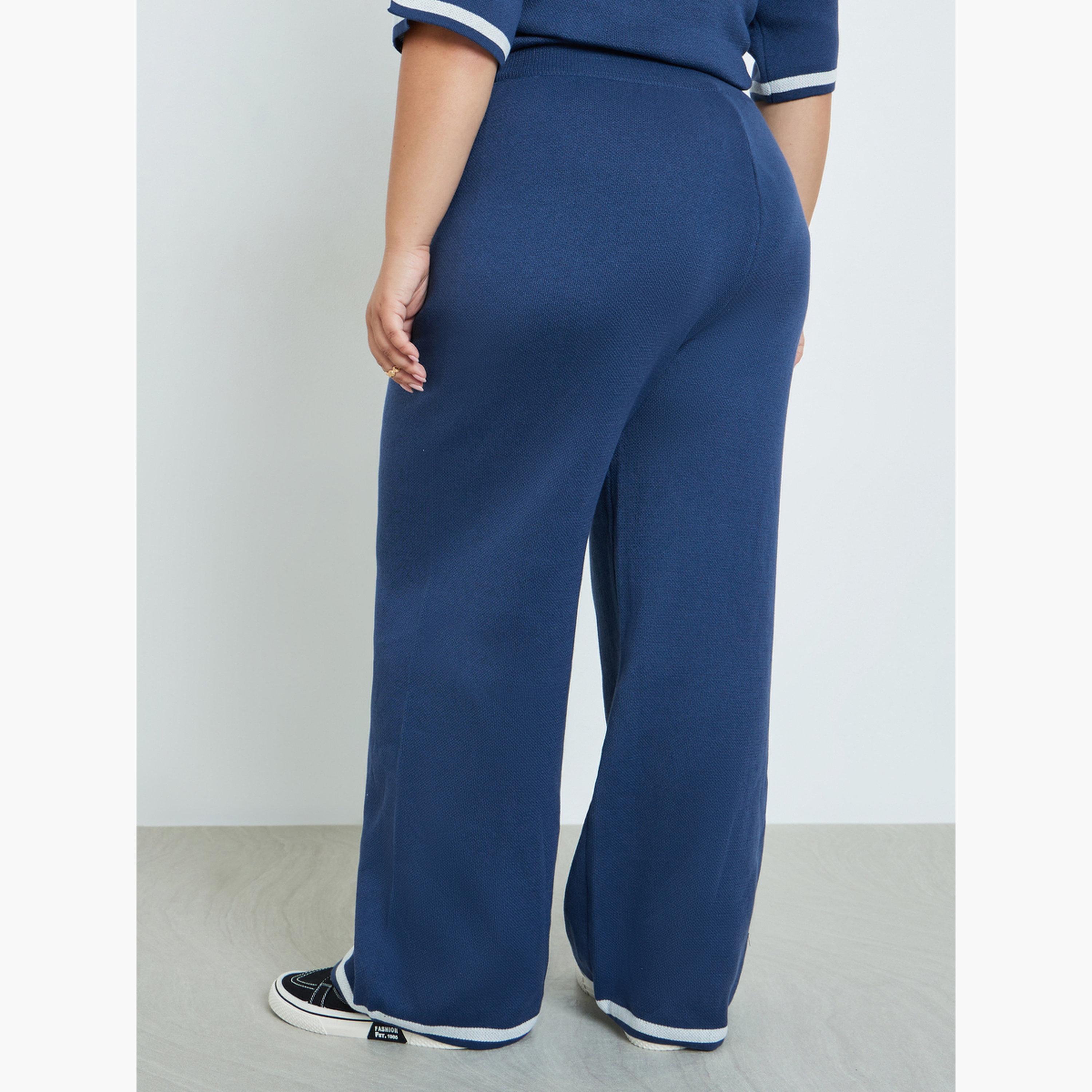 ستايلي - بنطال واسع الساق أزرق داكن بمقاسات كبيرة-women-clothing-bottoms-trousers-image-4