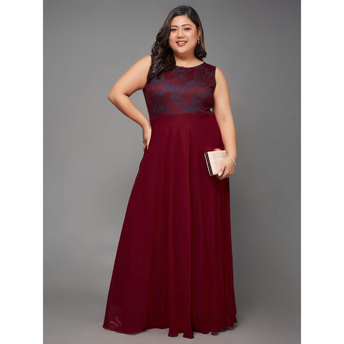 Miss Chase Plus Size Maroon Sleeveless Maxi Dress-women-clothing-dresses-image-1