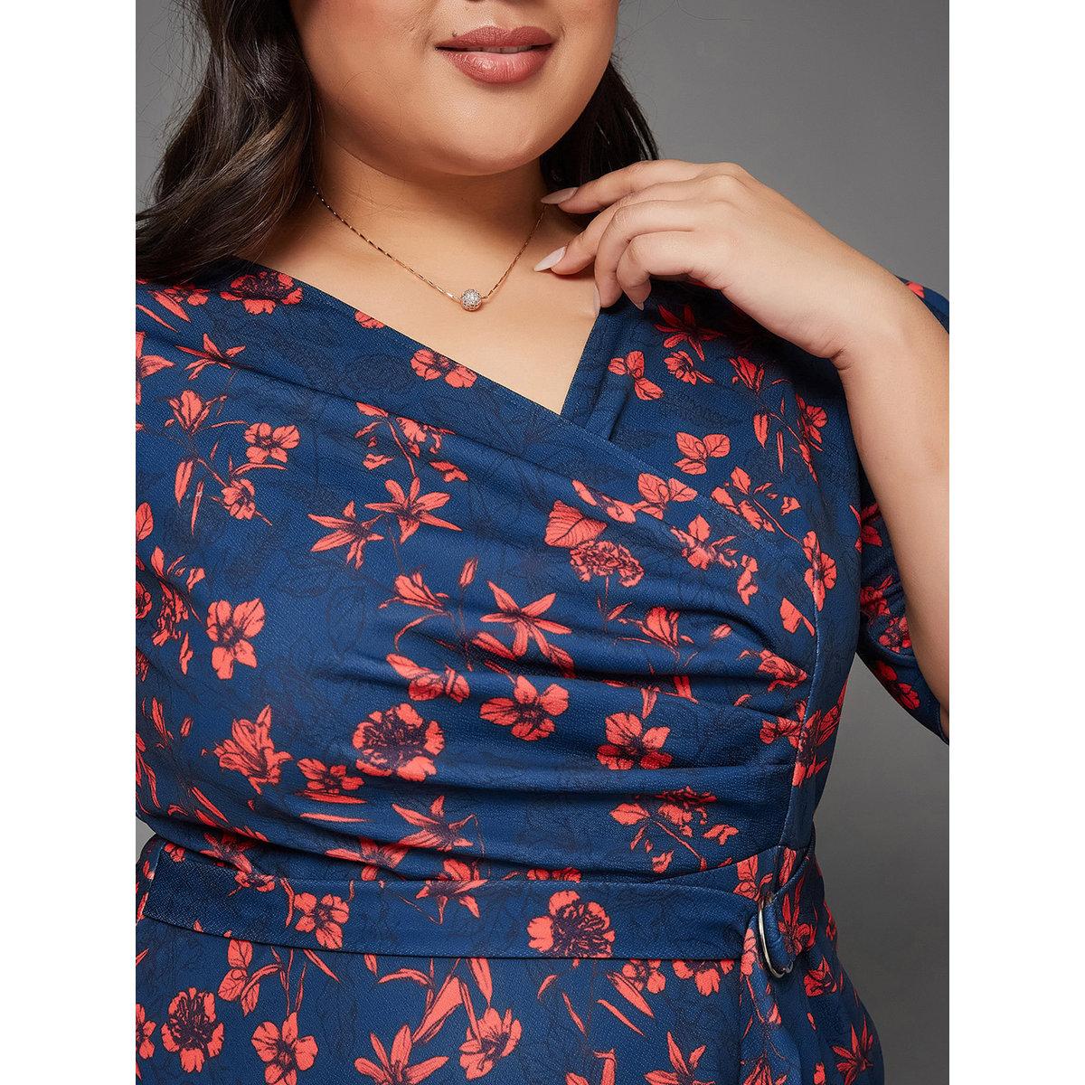 فستان ميدي بمقاس كبير بطبعة زهور-women-clothing-dresses-image-3