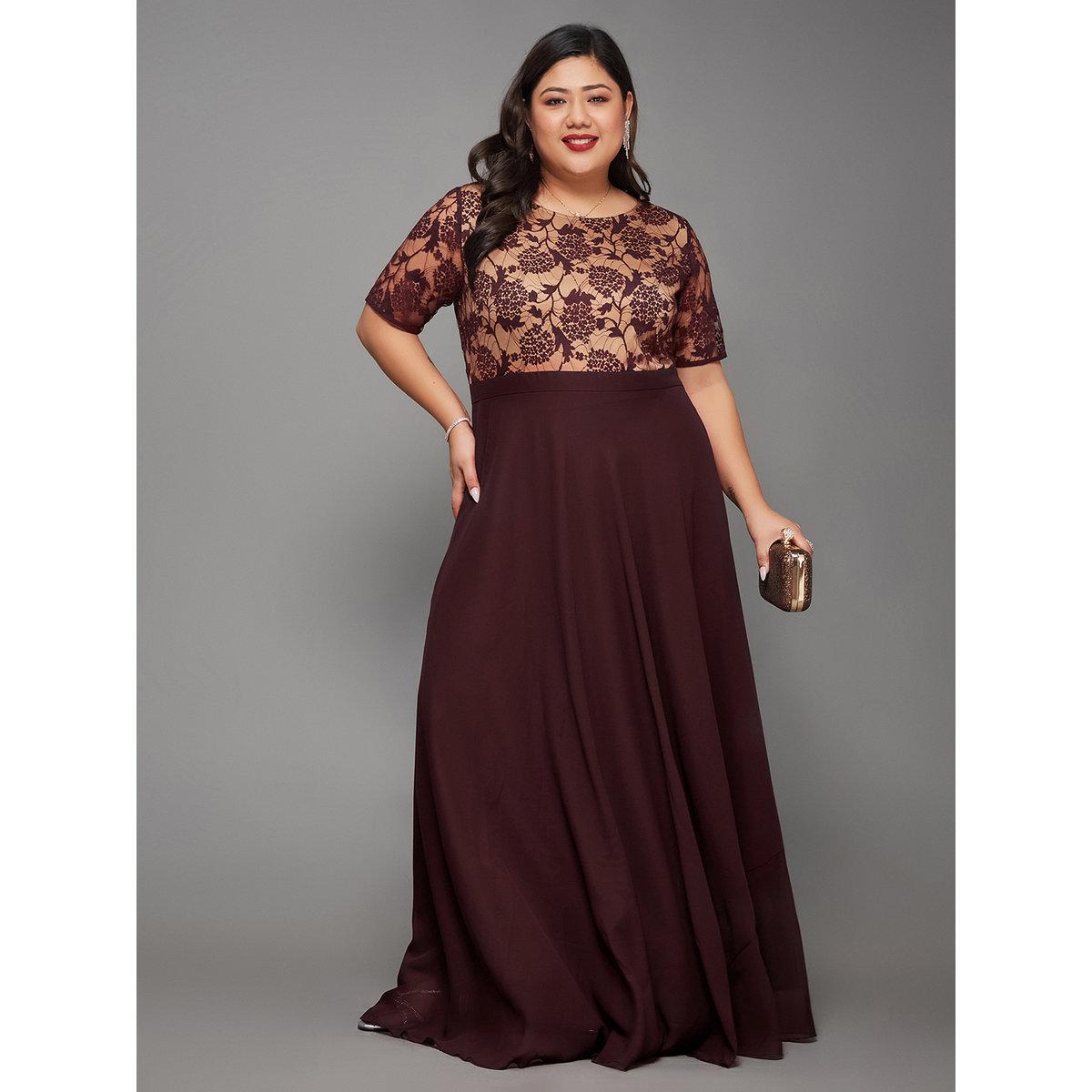 Miss Chase Plus Size Burgundy A-Line Maxi Dress-women-clothing-dresses-image-2