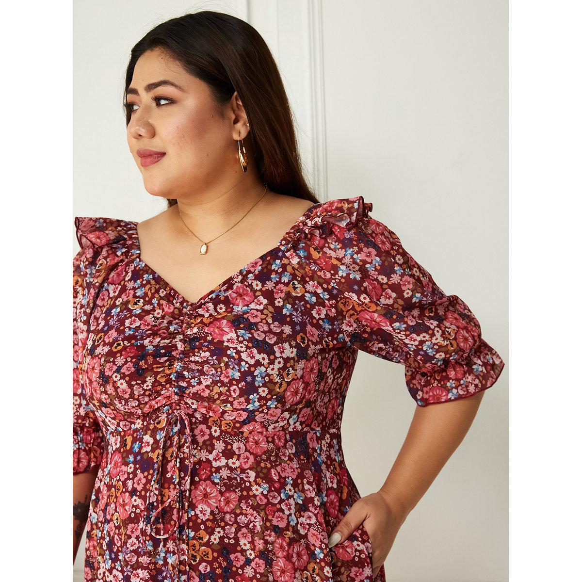 فستان طويل بمقاس كبير وطبعة زهور-women-clothing-dresses-image-4