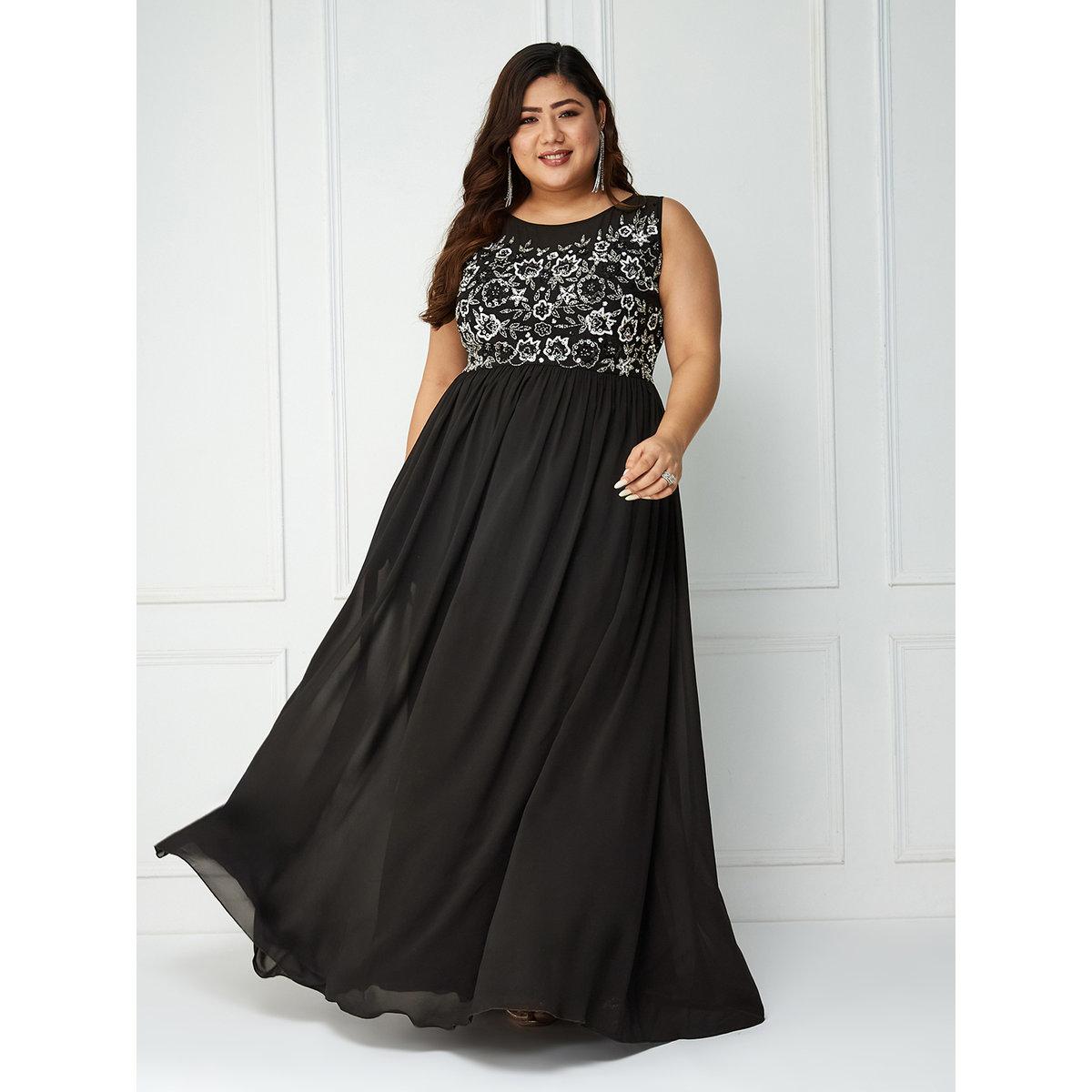 فستان طويل بمقاس كبير بدون أكمام-women-clothing-dresses-image-3