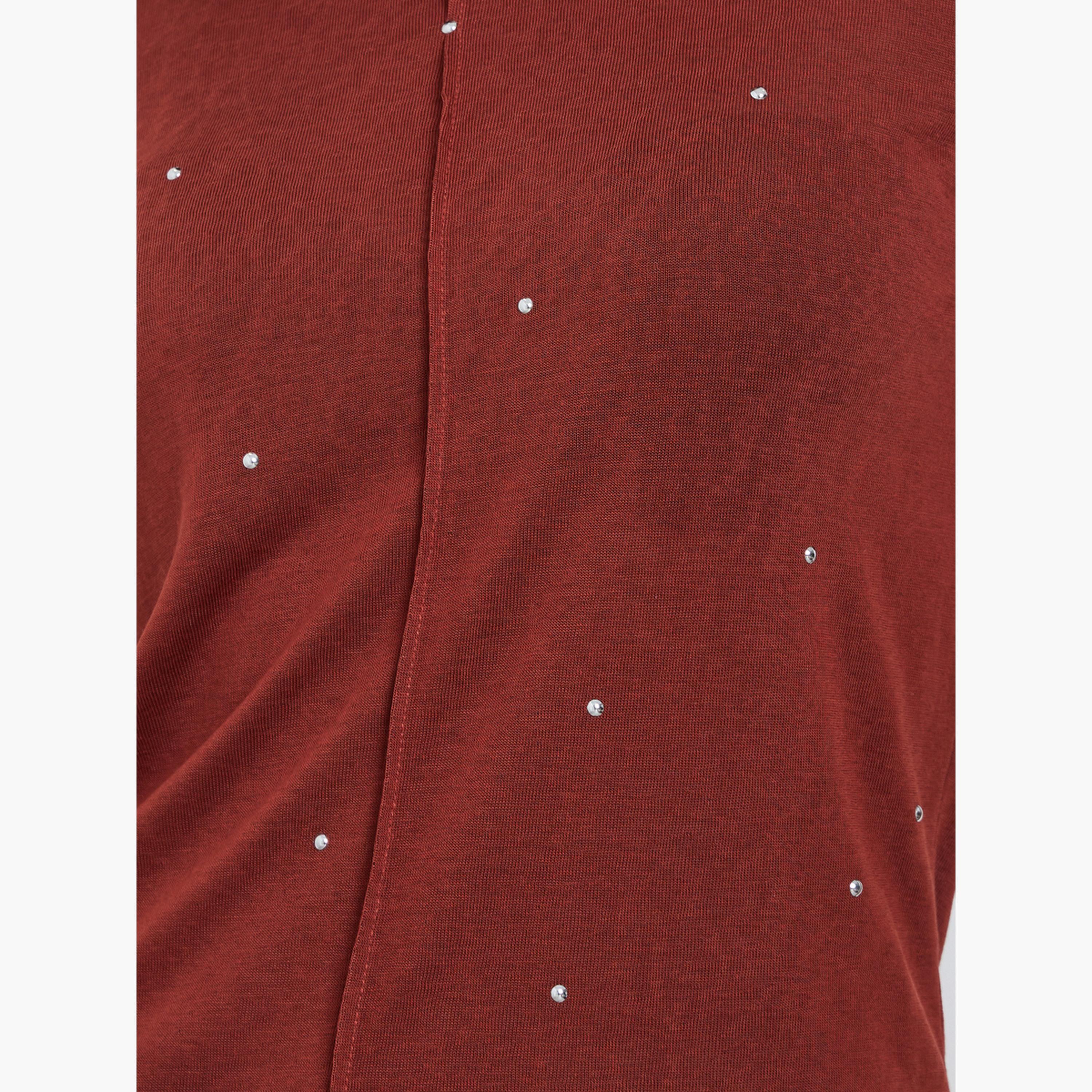 Styli Rust Embellished Short Sleeve T-Shirt-women-clothing-tshirts-image-3