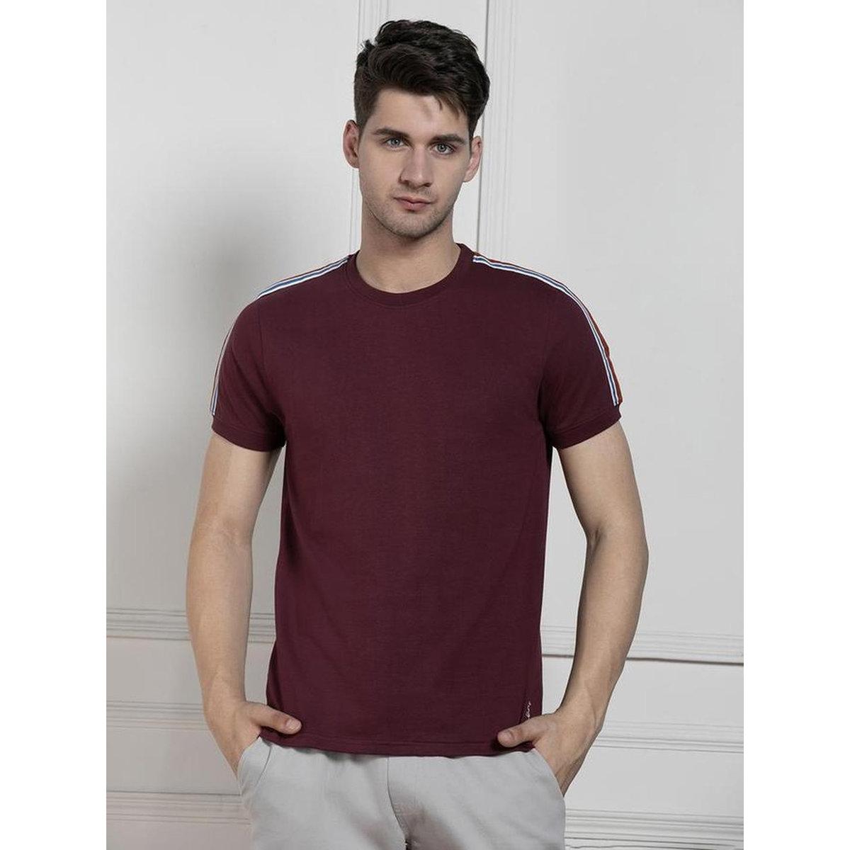 Dennis Lingo Men Maroon Slim Fit Crew Neck T-Shirt-men-clothing-tshirtsandpolos-tshirts-image-3