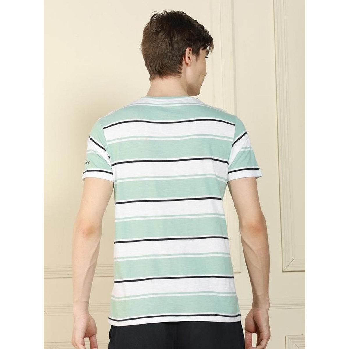 Dennis Lingo Men Green Striped Crew Neck T-Shirt-men-clothing-tshirtsandpolos-tshirts-image-2