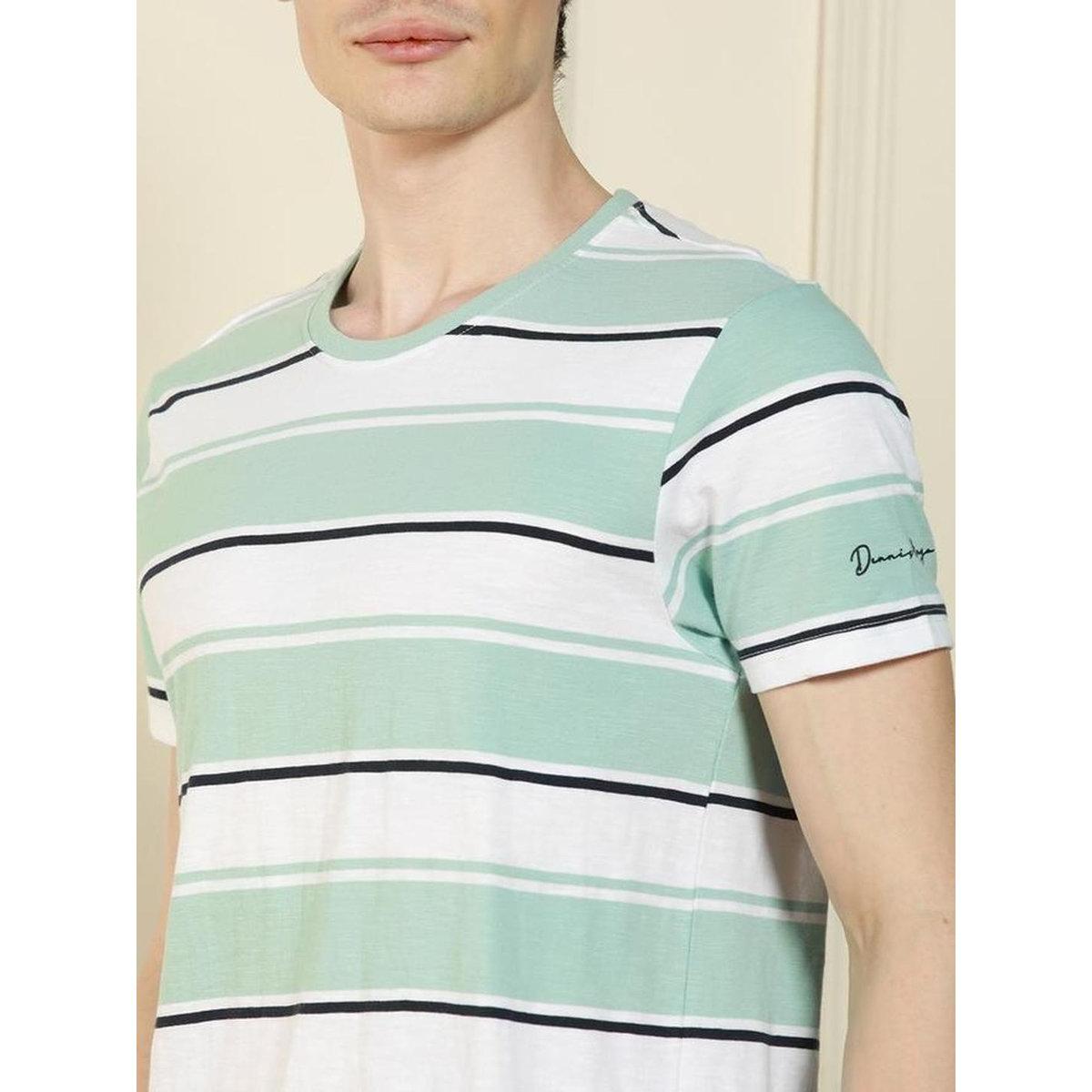 تيشيرت مخطط بياقة ضيقة وأكمام قصيرة-men-clothing-tshirtsandpolos-tshirts-image-3