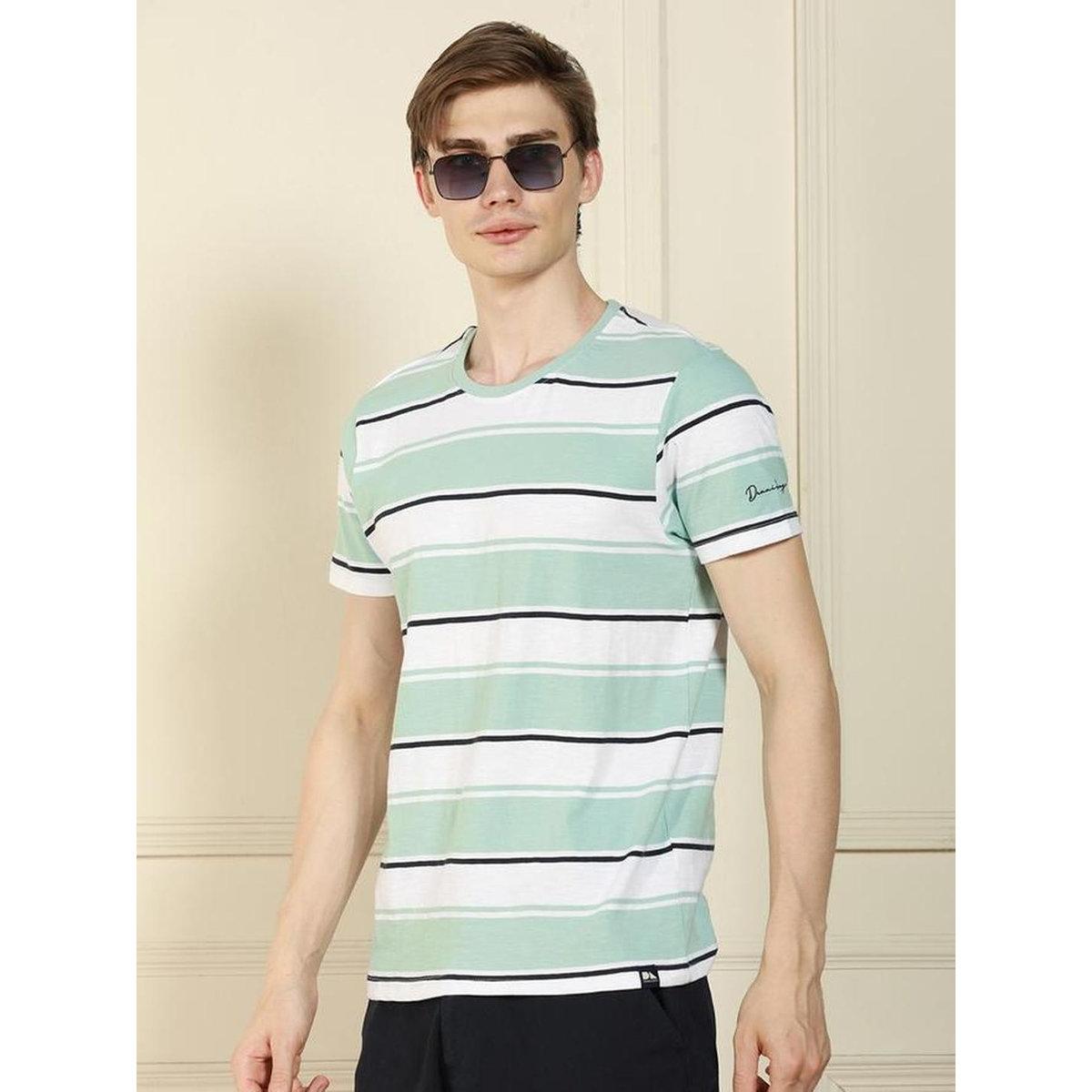 Dennis Lingo Men Green Striped Crew Neck T-Shirt-men-clothing-tshirtsandpolos-tshirts-image-4