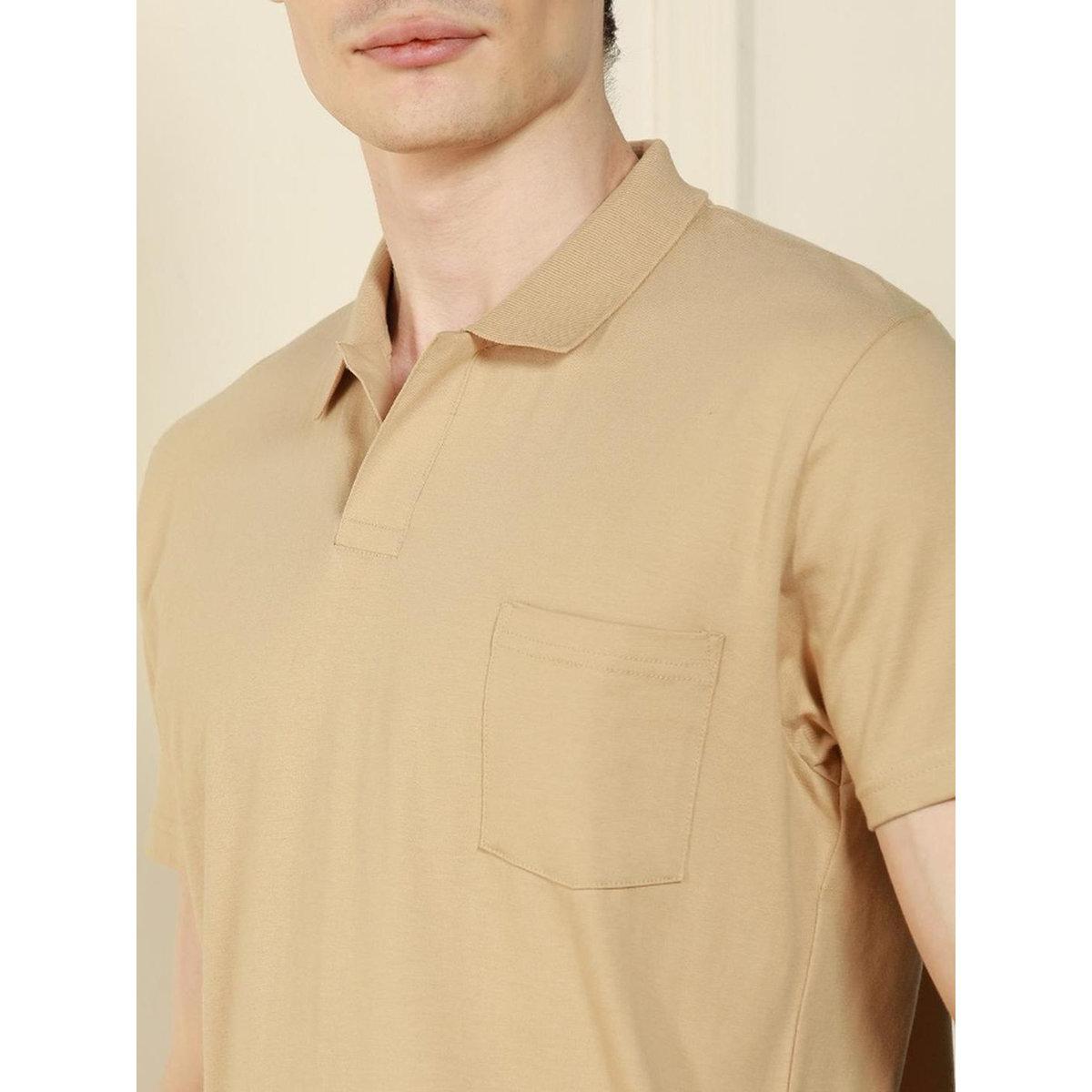 Dennis Lingo Men Cream Cotton Regular Fit Polo Shirt-men-clothing-tshirtsandpolos-tshirts-image-2