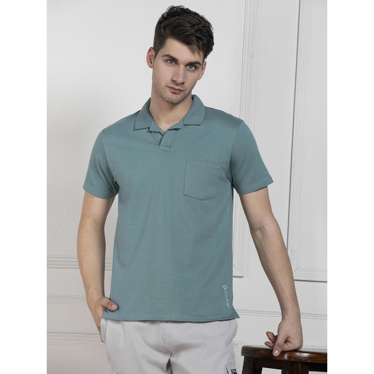 Dennis Lingo Men Green Cotton Regular Fit Polo Shirt-men-clothing-tshirtsandpolos-tshirts-image-1