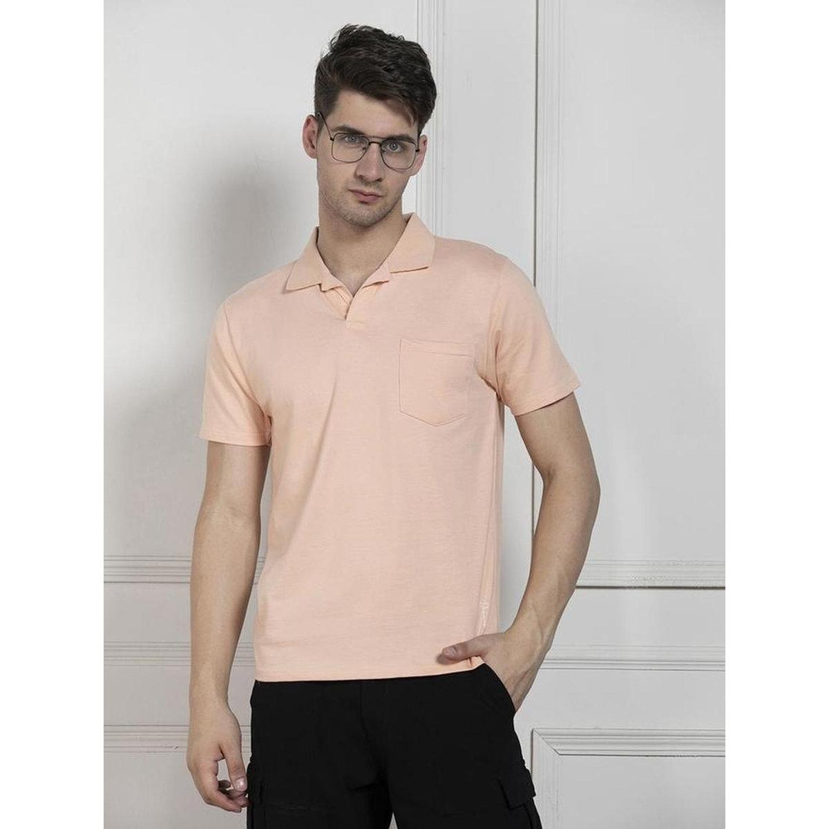 Dennis Lingo Solid Peach Pure Cotton Polo T-Shirt-men-clothing-tshirtsandpolos-tshirts-image-3