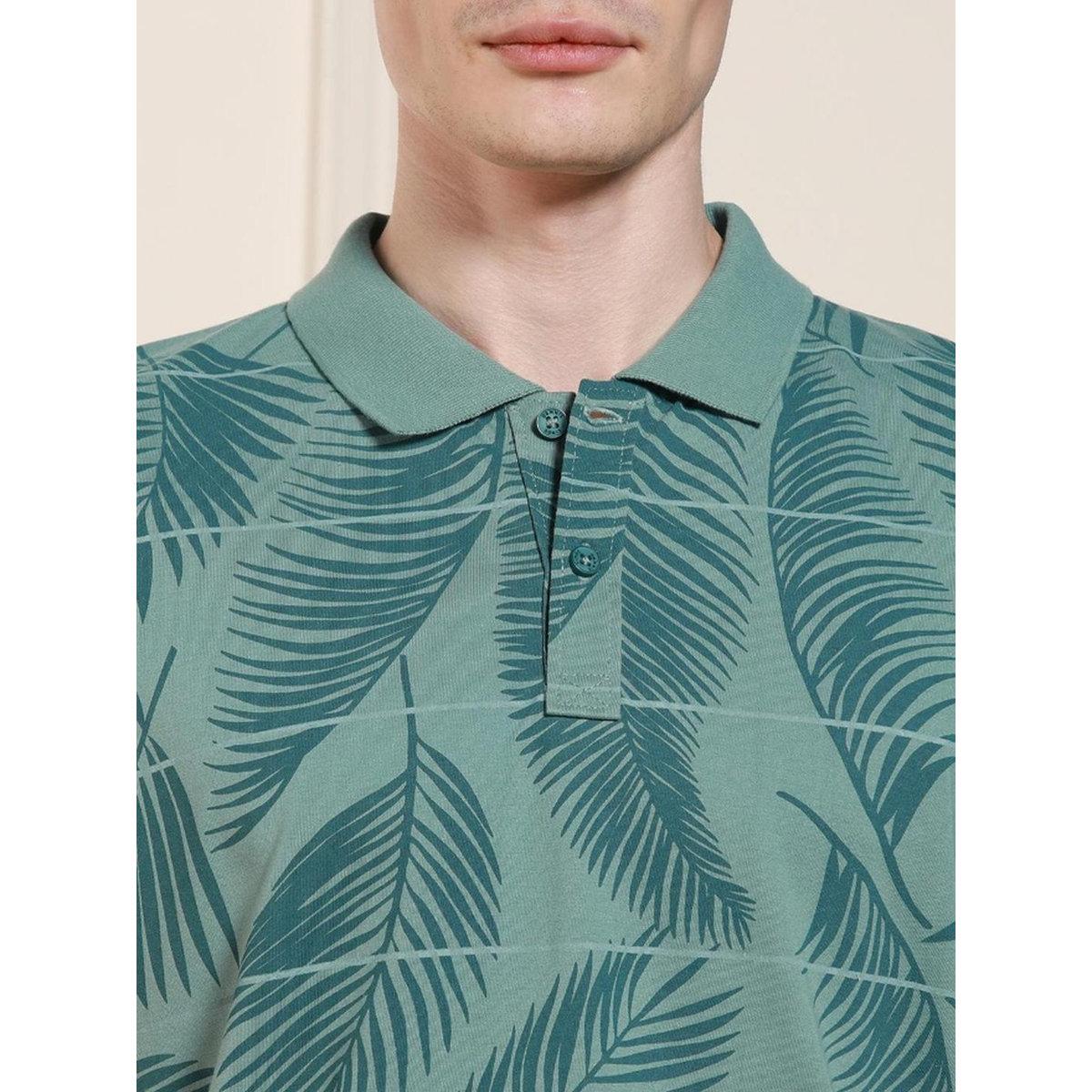 Dennis Lingo Men Green Leaf Print Cotton Polo-men-clothing-tshirtsandpolos-tshirts-image-4