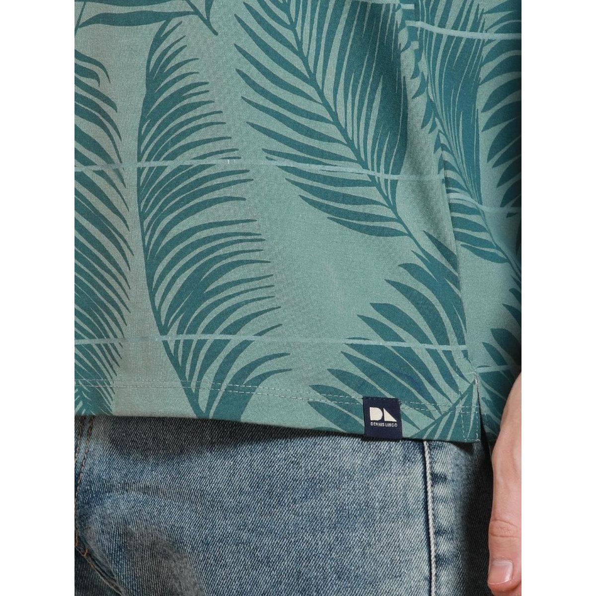 Dennis Lingo Men Green Leaf Print Cotton Polo-men-clothing-tshirtsandpolos-tshirts-image-5