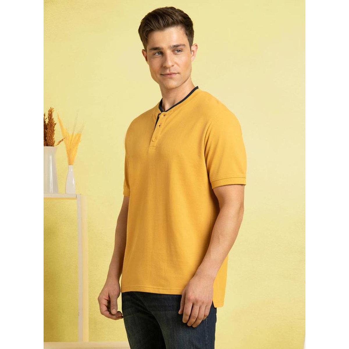 Dennis Lingo Men Mustard Henley Neck T-Shirt-men-clothing-tshirtsandpolos-tshirts-image-3
