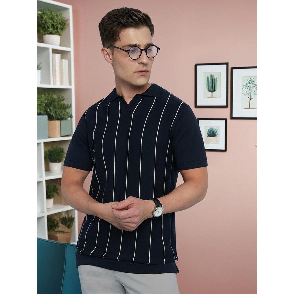 Dennis Lingo Men Striped Flat Knit Polo-men-clothing-tshirtsandpolos-tshirts-image-1