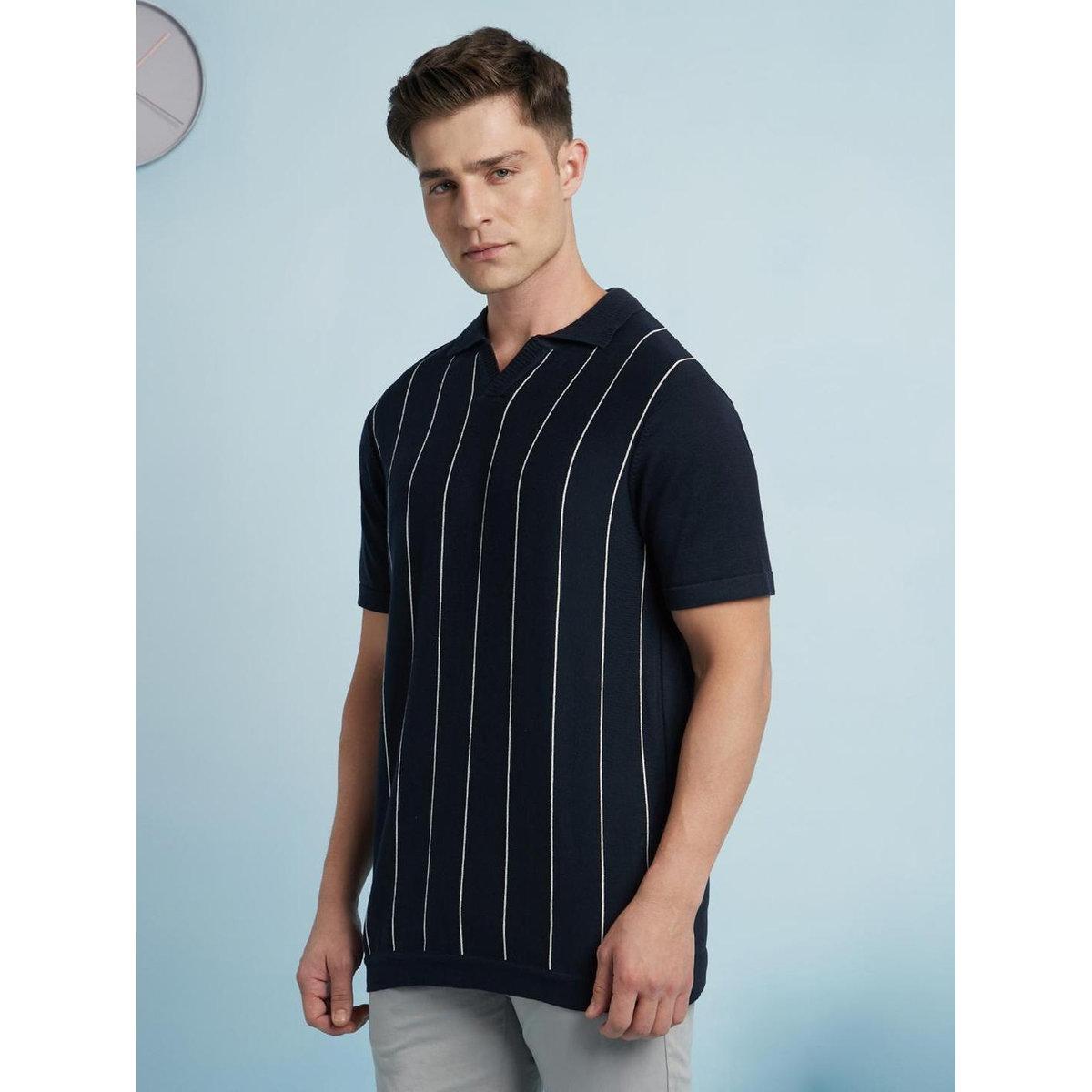 Dennis Lingo Men Striped Flat Knit Polo-men-clothing-tshirtsandpolos-tshirts-image-2