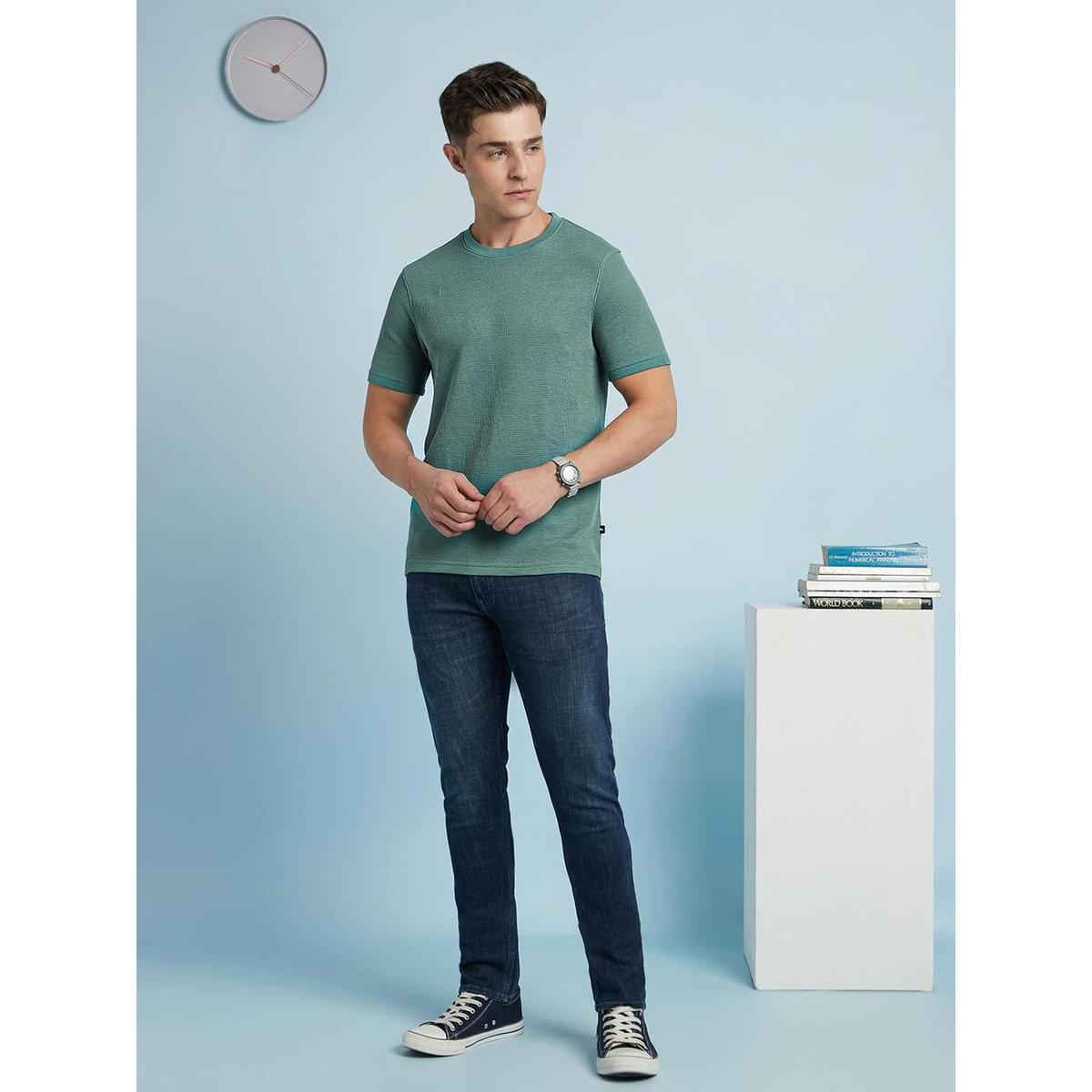 تيشيرت بقصة عادية ومحبوك بنمط وافل-men-clothing-tshirtsandpolos-tshirts-image-5