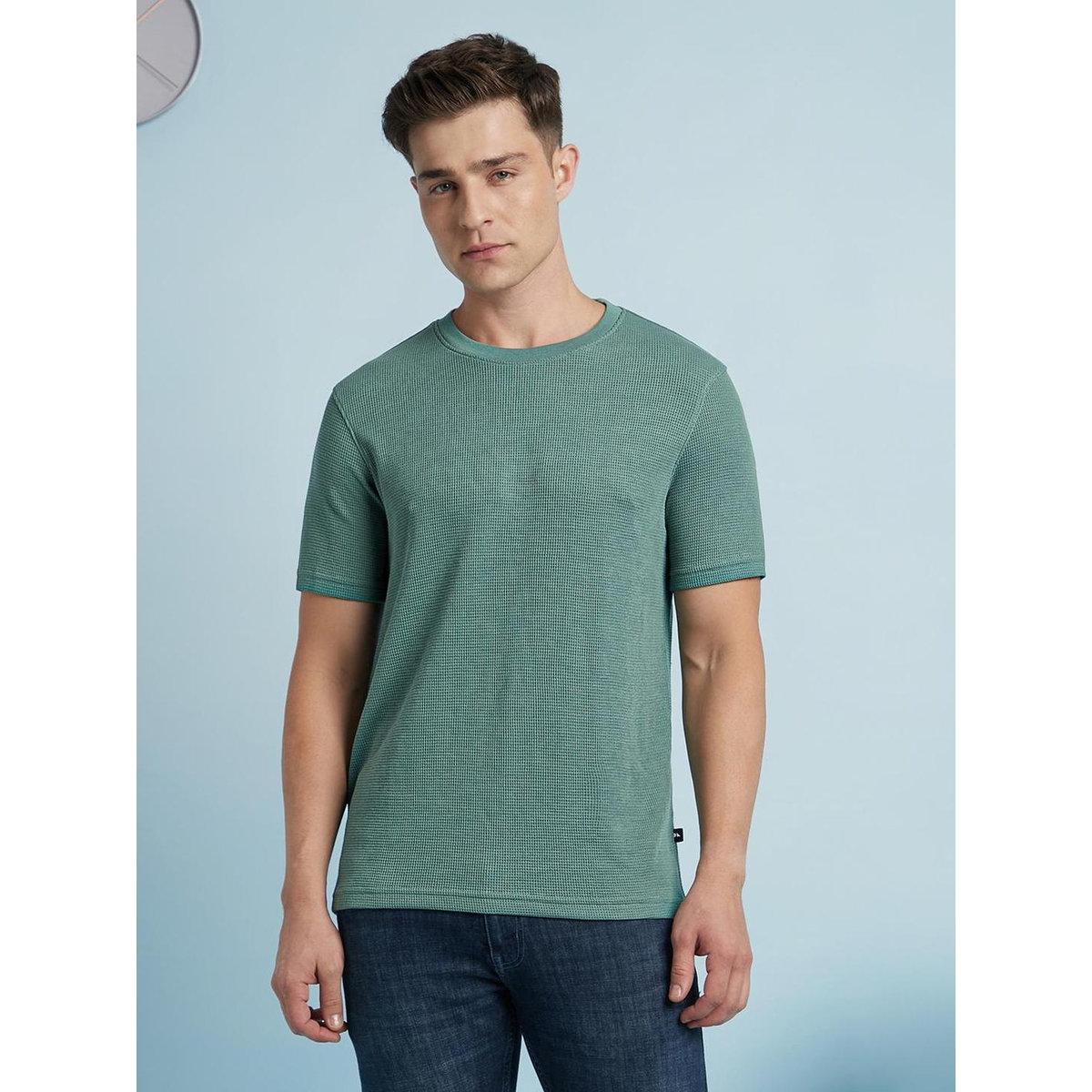 تيشيرت بقصة عادية ومحبوك بنمط وافل-men-clothing-tshirtsandpolos-tshirts-image-6