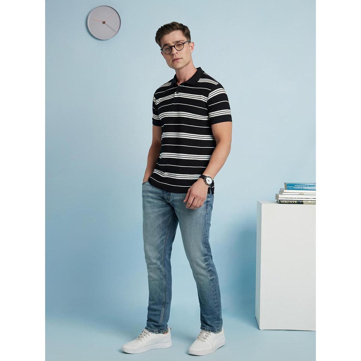 Dennis Lingo Men Black Regular Fit Striped Polo-men-clothing-tshirtsandpolos-tshirts-image-5
