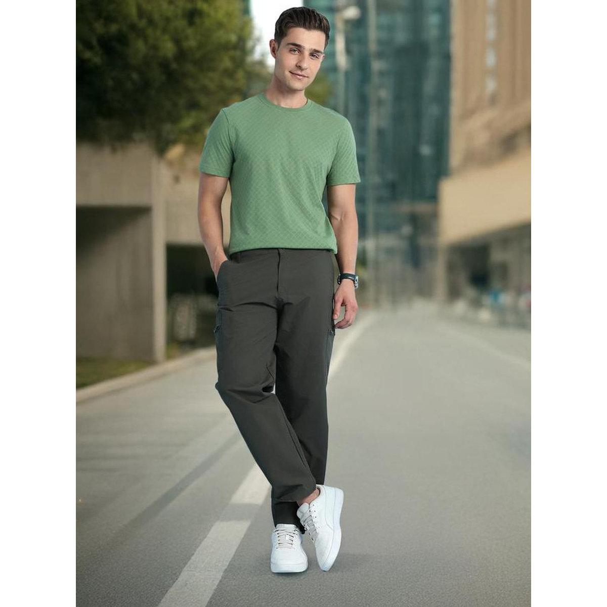 Dennis Lingo Men Olive Textured Regular Fit T-Shirt-men-clothing-tshirtsandpolos-tshirts-image-1