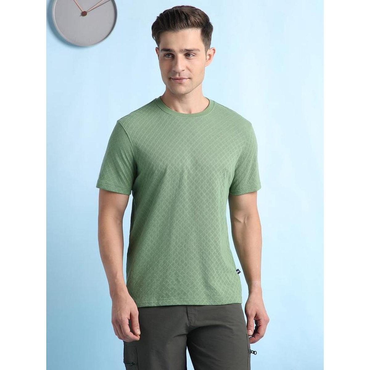 Dennis Lingo Men Olive Textured Regular Fit T-Shirt-men-clothing-tshirtsandpolos-tshirts-image-6