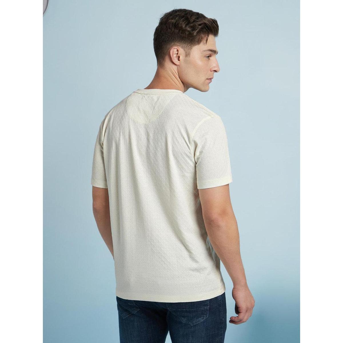 Dennis Lingo Men Off White Textured Regular Fit T-Shirt-men-clothing-tshirtsandpolos-tshirts-image-3