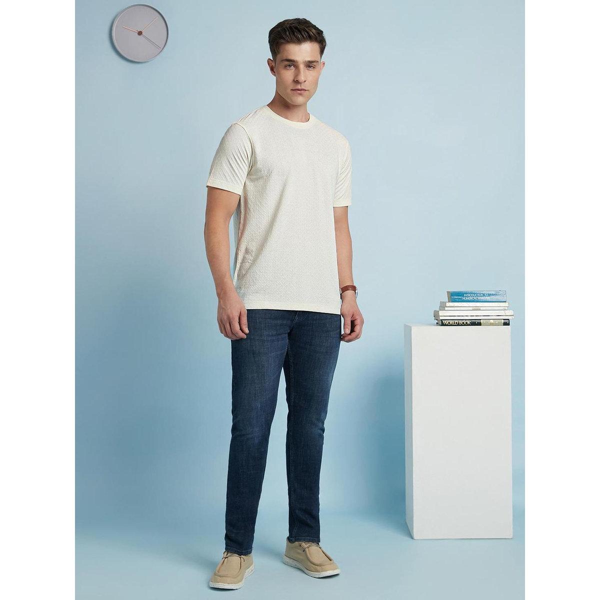 Dennis Lingo Men Off White Textured Regular Fit T-Shirt-men-clothing-tshirtsandpolos-tshirts-image-5