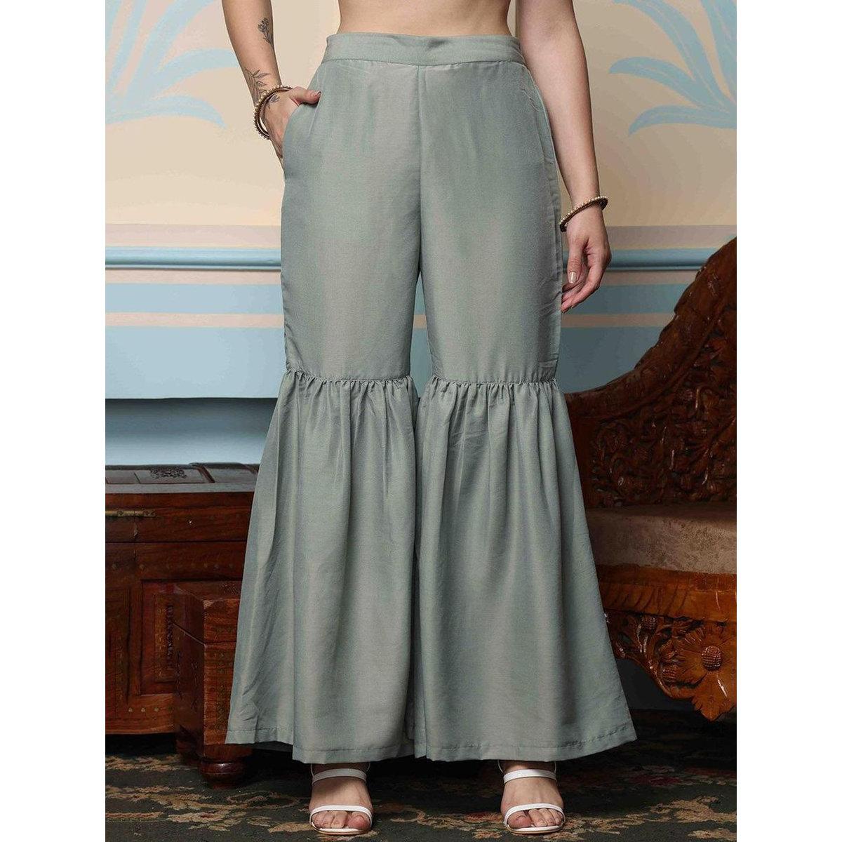 مجموعة من بنطال وكورتا مطبعة بزهور-women-clothing-ethnicwear-sareesets-image-3