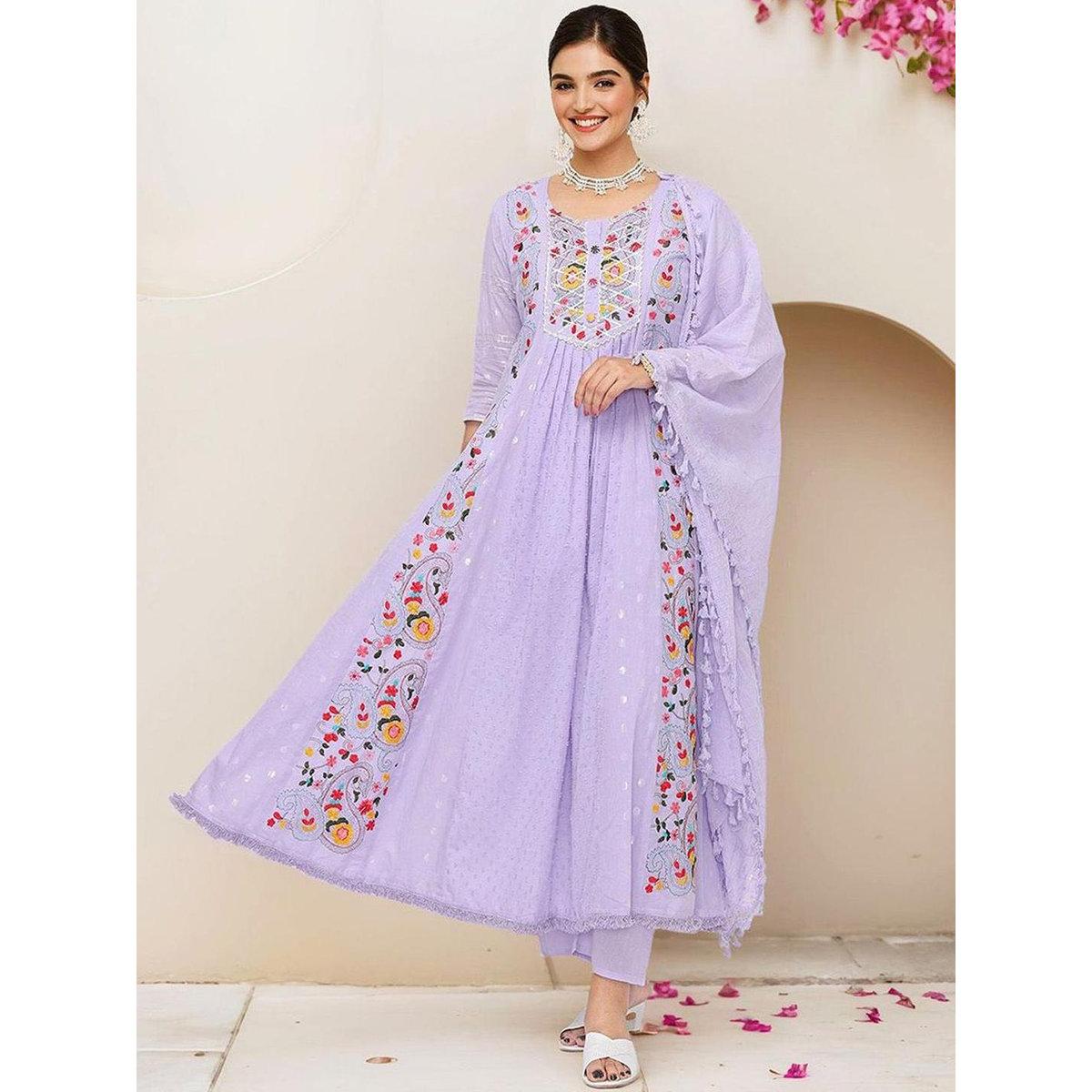 طقم من كورتا وبنطال مع دوباتا-women-clothing-ethnicwear-sareesets-image-2