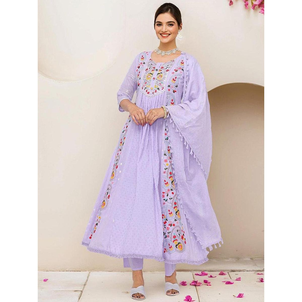 طقم من كورتا وبنطال مع دوباتا-women-clothing-ethnicwear-sareesets-image-4