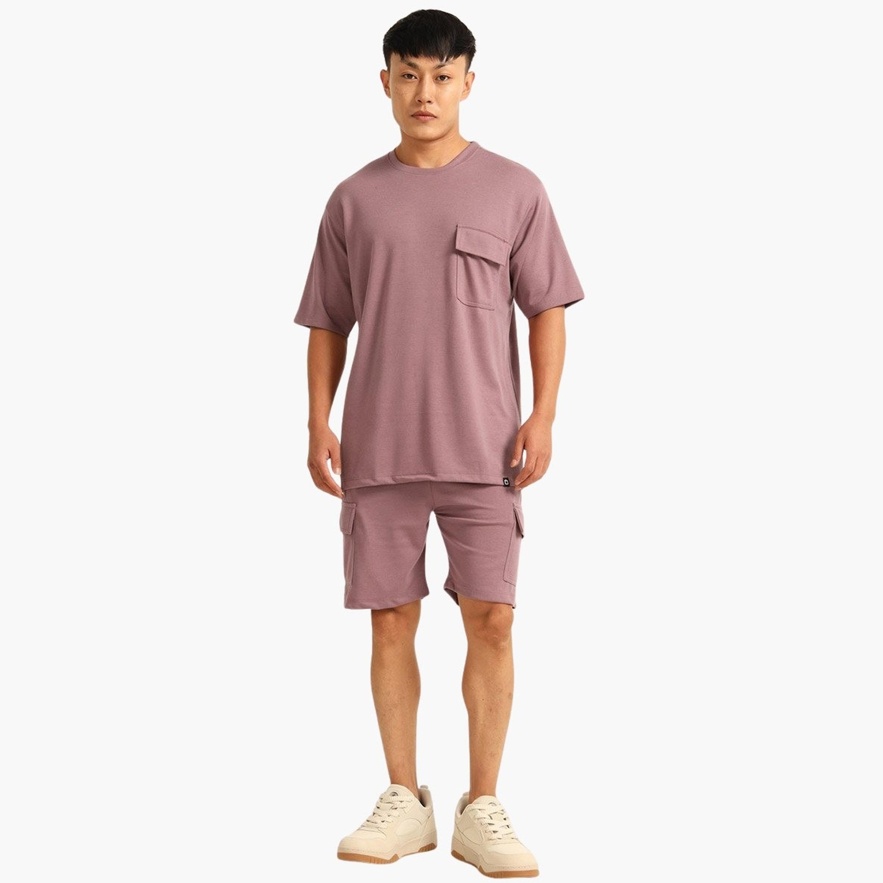 Bushirt X Styli Men Drop-Shoulder Oversized T-Shirt and Shorts Set-men-clothing-coordsets-image-1