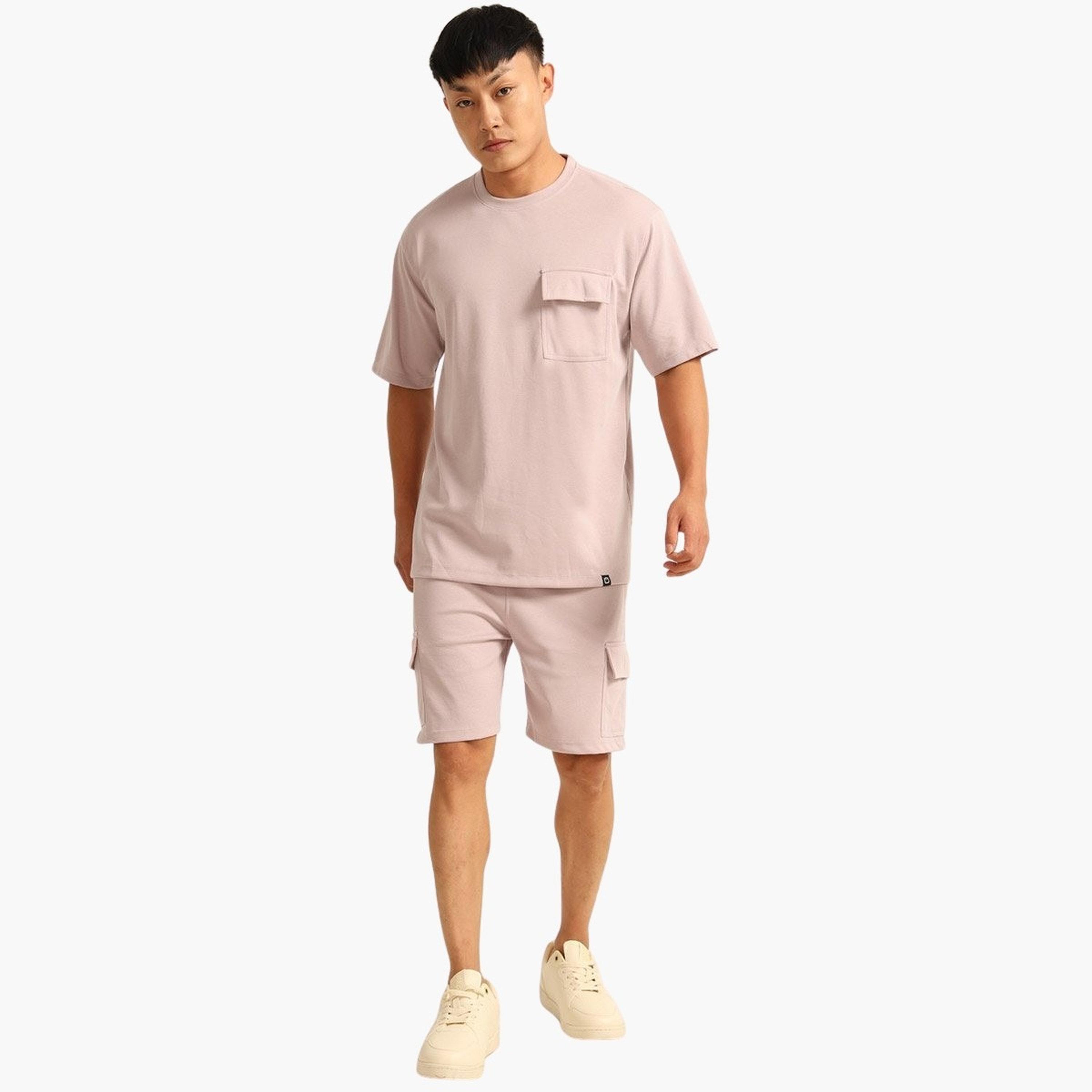 بوشيرت × ستايلي- طقم تي شيرت وشورت للرجال بأكتاف منسدلة مقاس كبير-men-clothing-coordsets-image-1