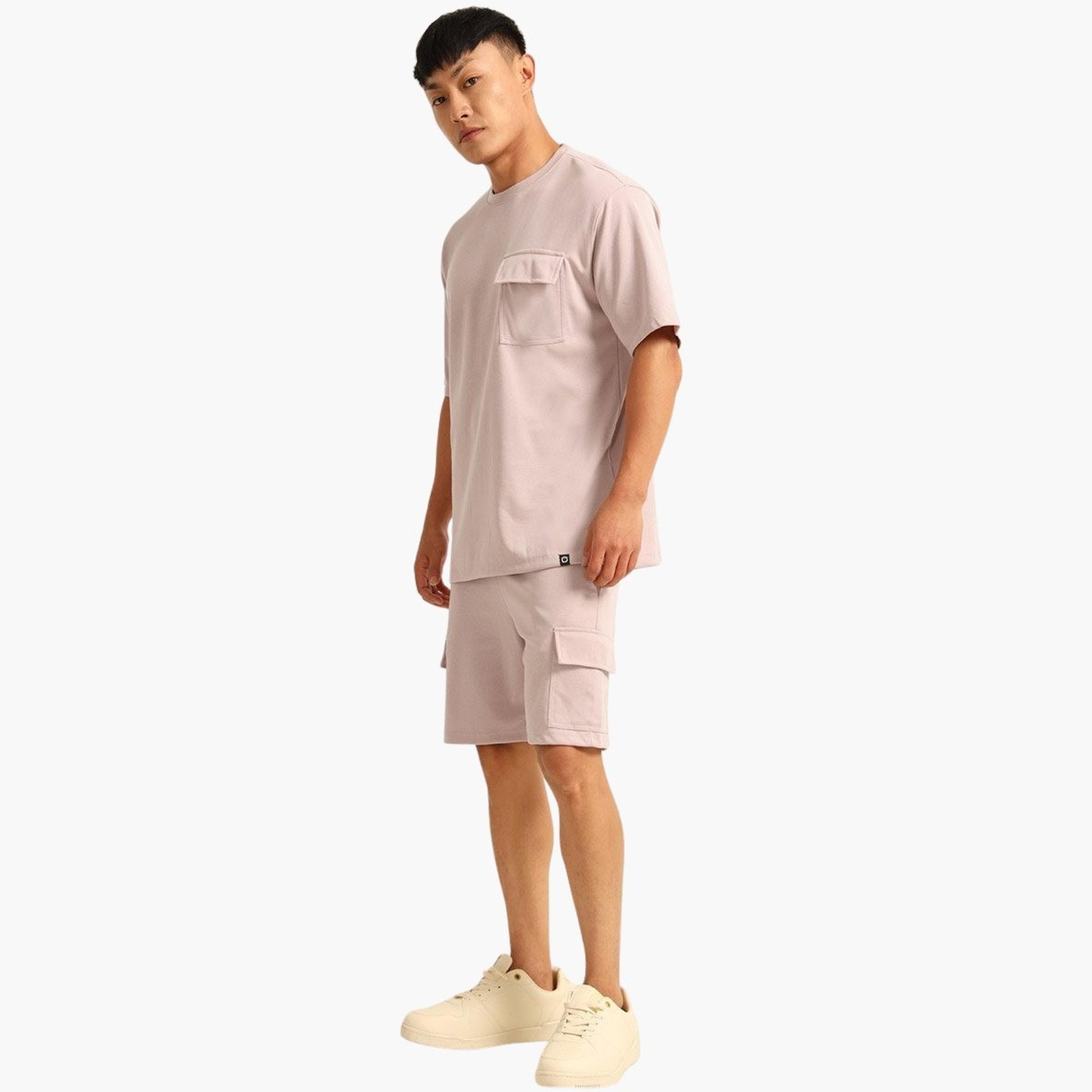 بوشيرت × ستايلي- طقم تي شيرت وشورت للرجال بأكتاف منسدلة مقاس كبير-men-clothing-coordsets-image-2