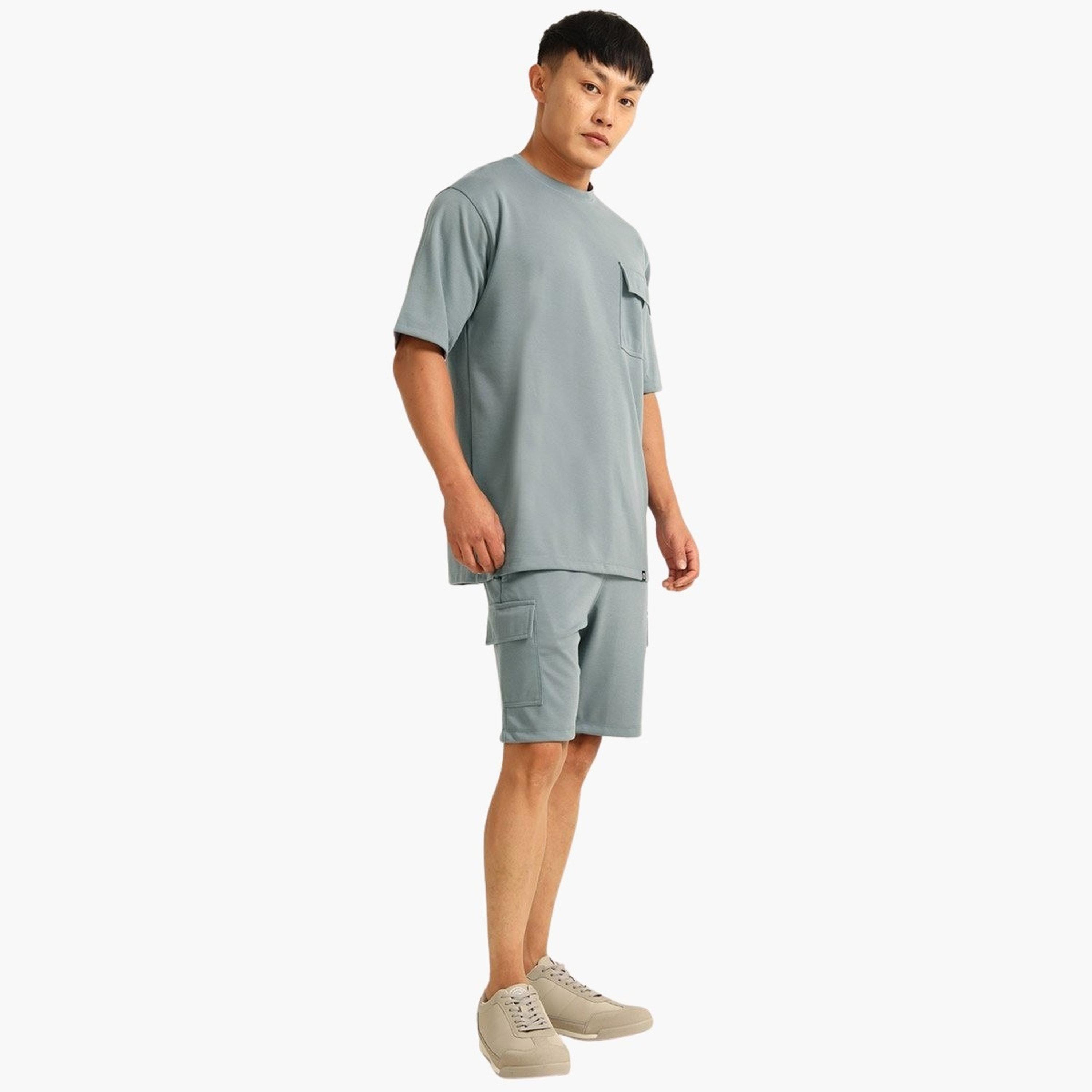 بوشيرت × ستايلي- طقم تي شيرت وشورت للرجال بأكتاف منسدلة مقاس كبير-men-clothing-coordsets-image-3