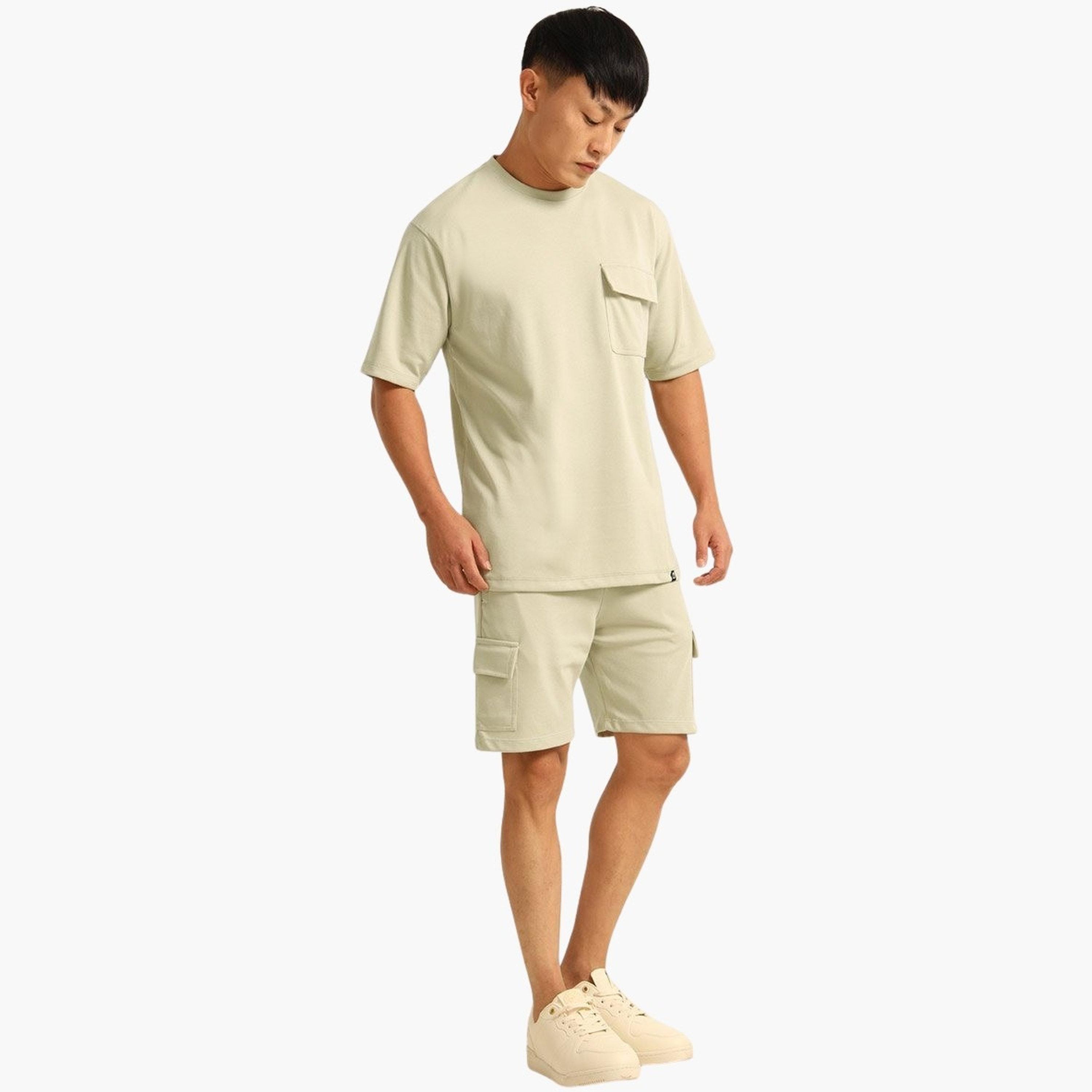 بوشيرت × ستايلي- طقم تي شيرت وشورت للرجال بأكتاف منسدلة مقاس كبير-men-clothing-coordsets-image-3