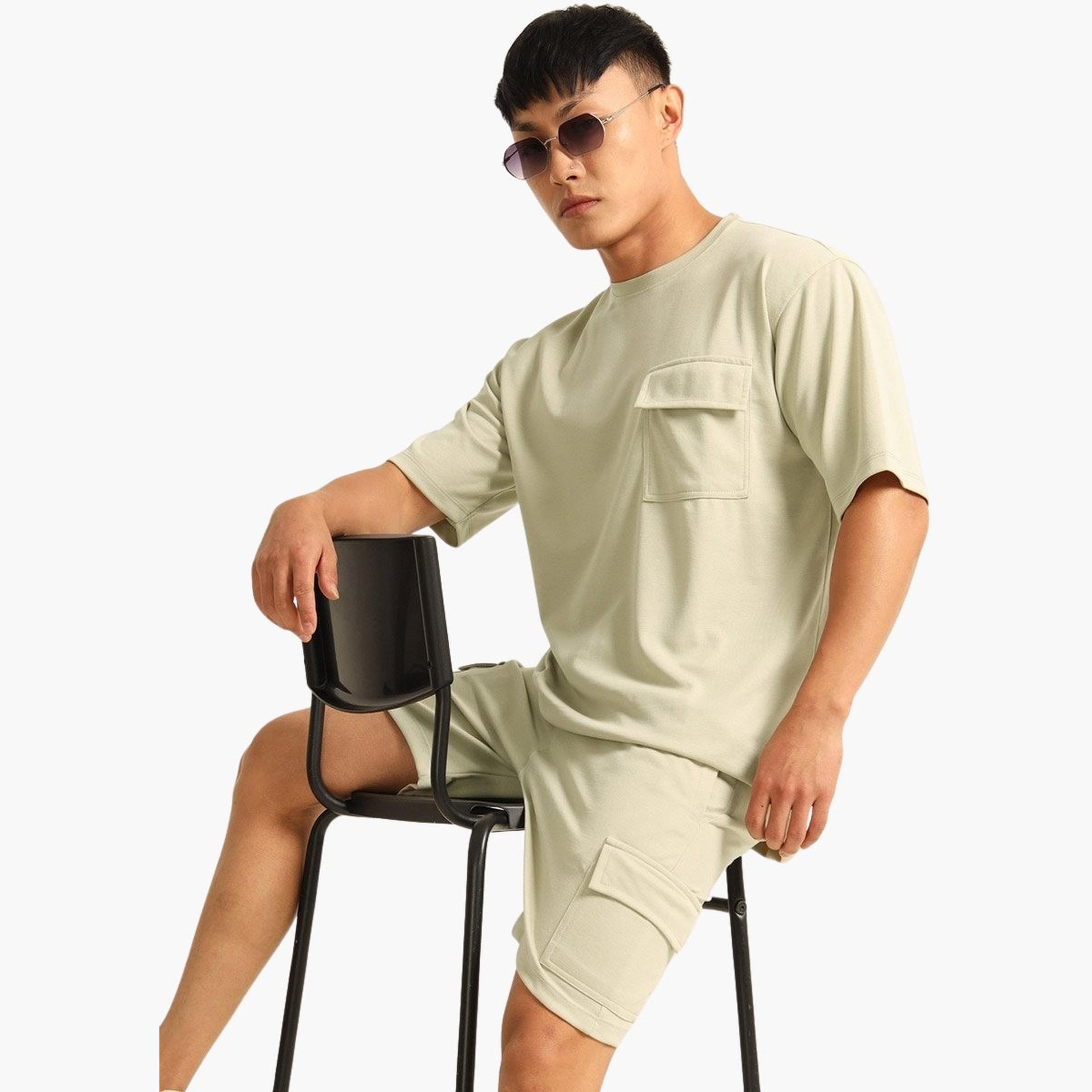 بوشيرت × ستايلي- طقم تي شيرت وشورت للرجال بأكتاف منسدلة مقاس كبير-men-clothing-coordsets-image-6