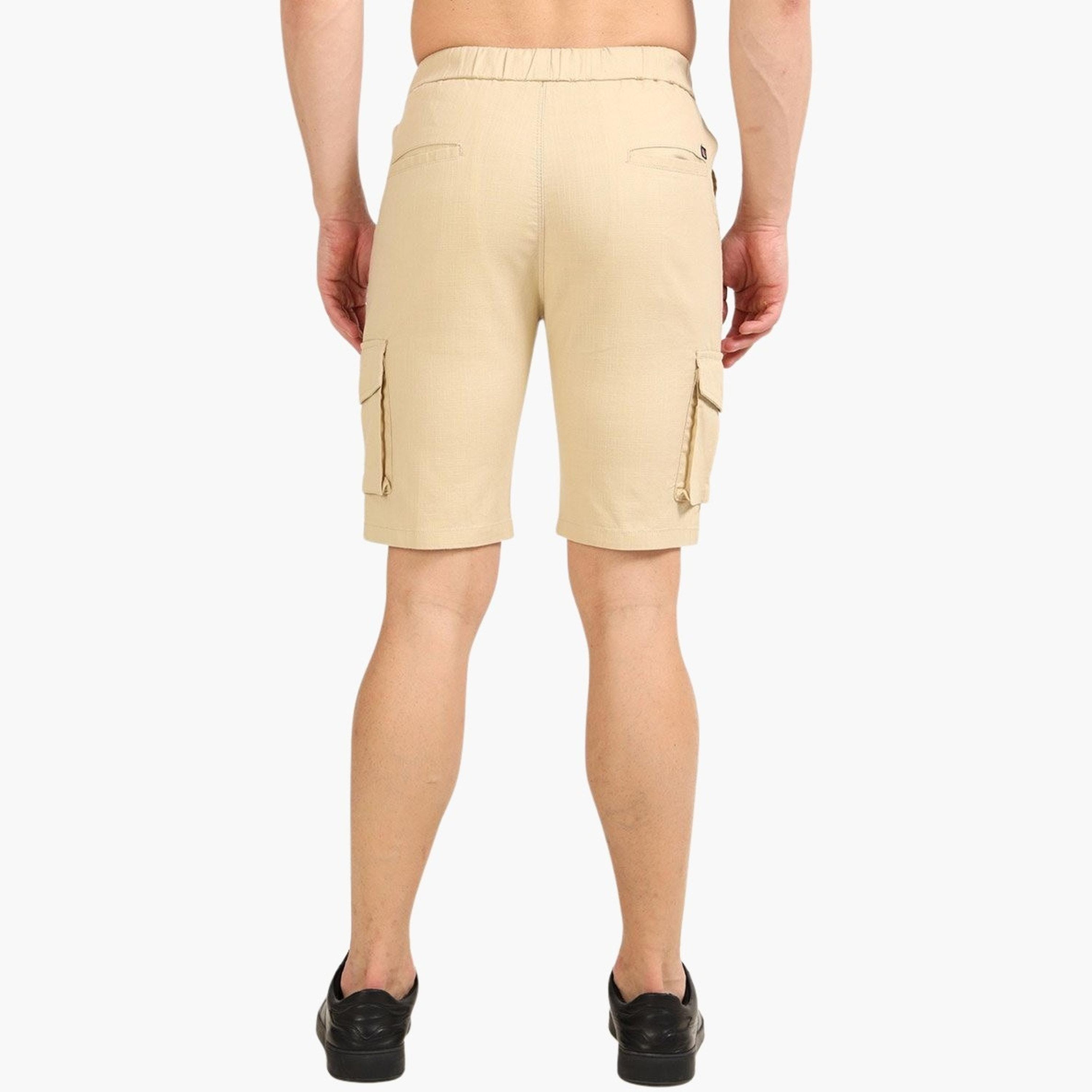 Bushirt X Styli Men Beige Cargo Linen Shorts-men-clothing-bottoms-shorts-image-5